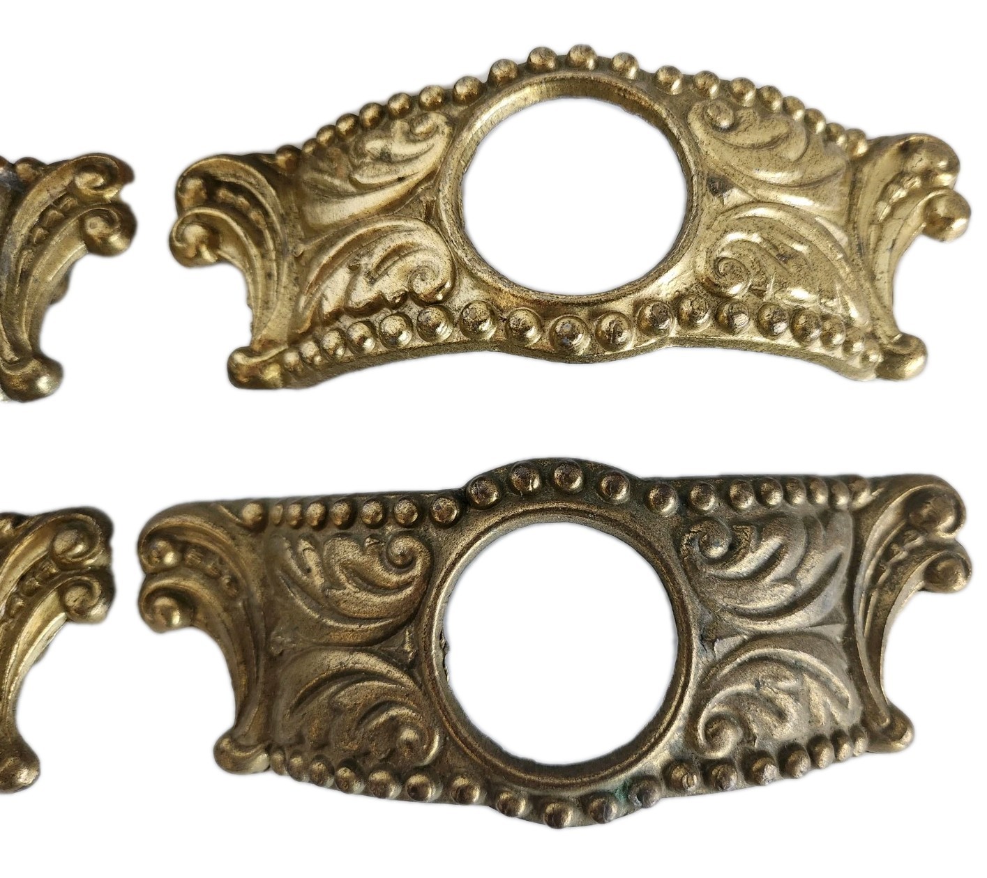 Vintage Brass Drawer Pulls Ornate Bakelite Insert Lot of 5 Hardware Restoration