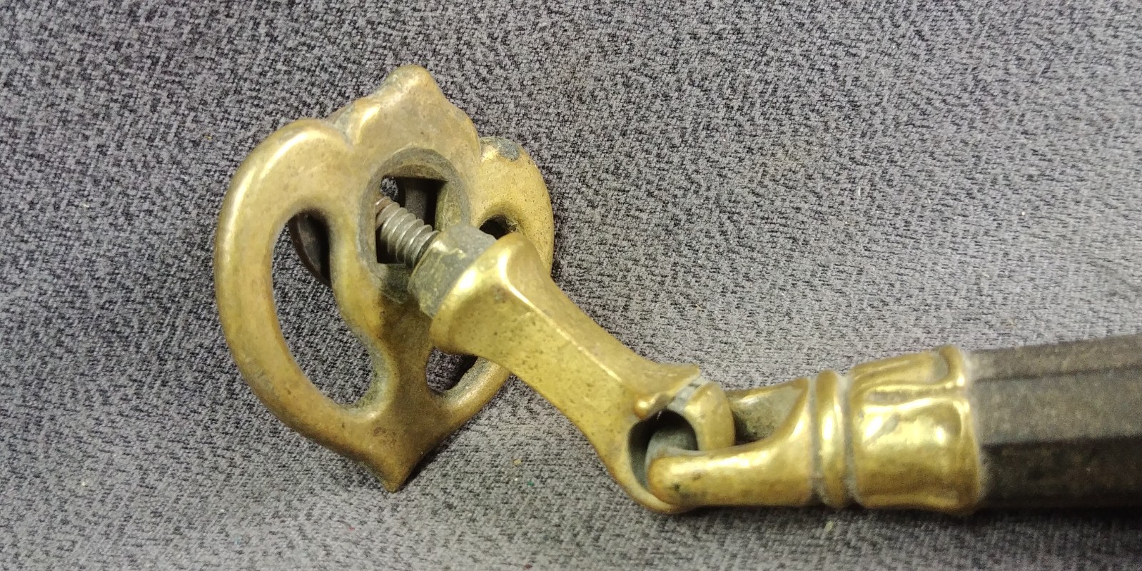 2 Tassel Handle Pendant Door Pull Brass Carved? Black Stove Unknown Antique Lot