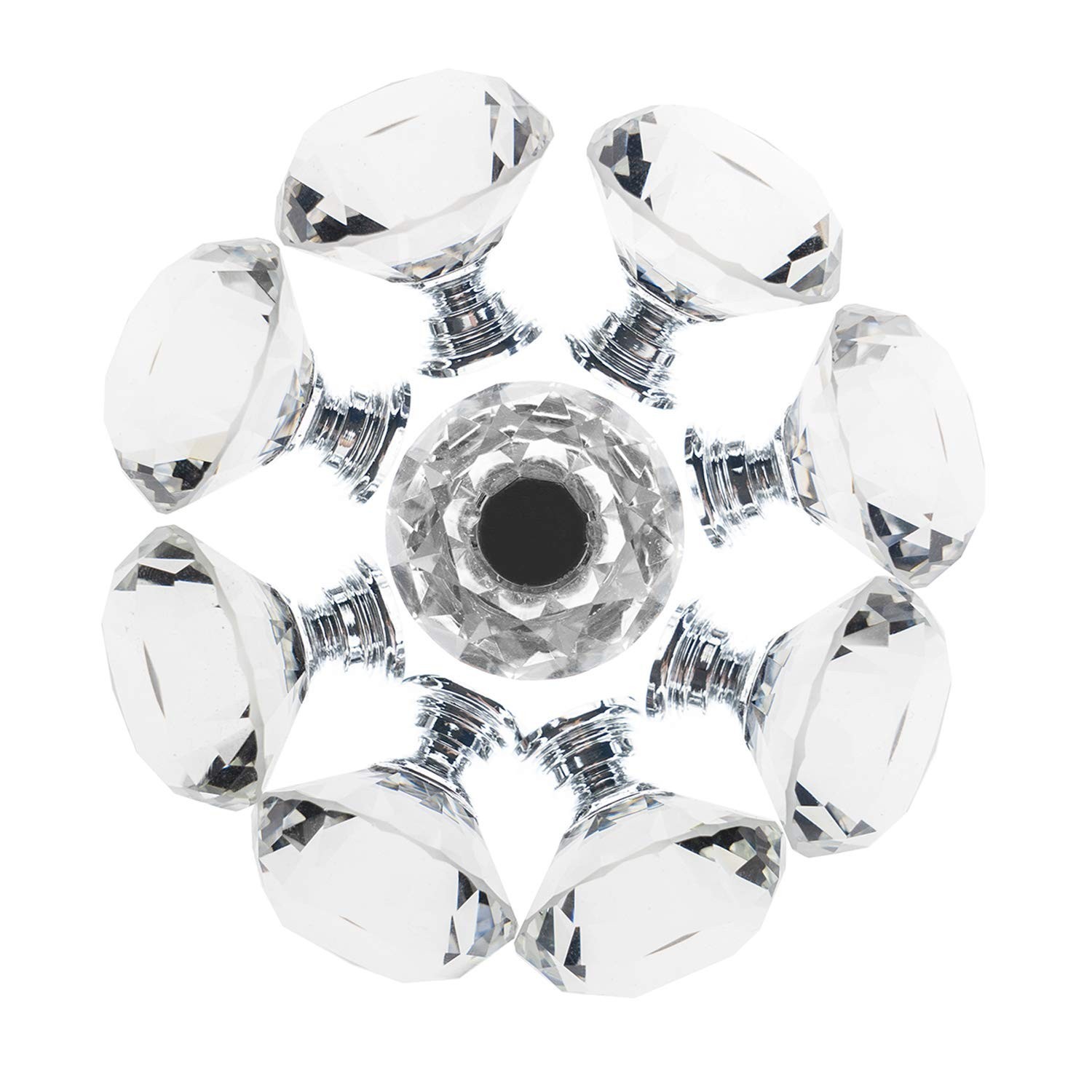 YourGift 30 Pack Drawer Knobs Diamond Shaped Crystal Glass 30mm Cabinet Knobs…