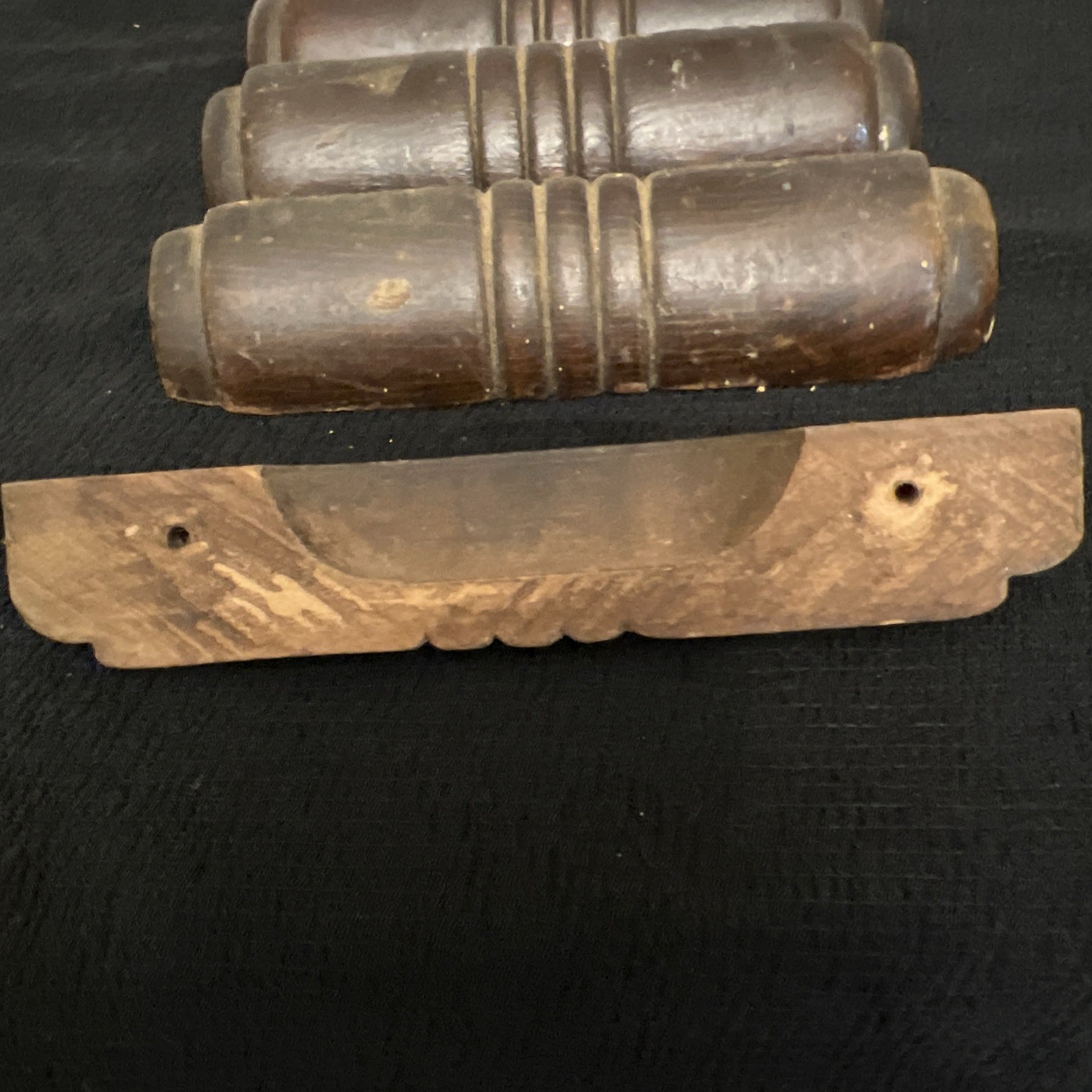 Set 7 Vintage Mid Century Modern Wood Cabinet Drawer Pull Handles