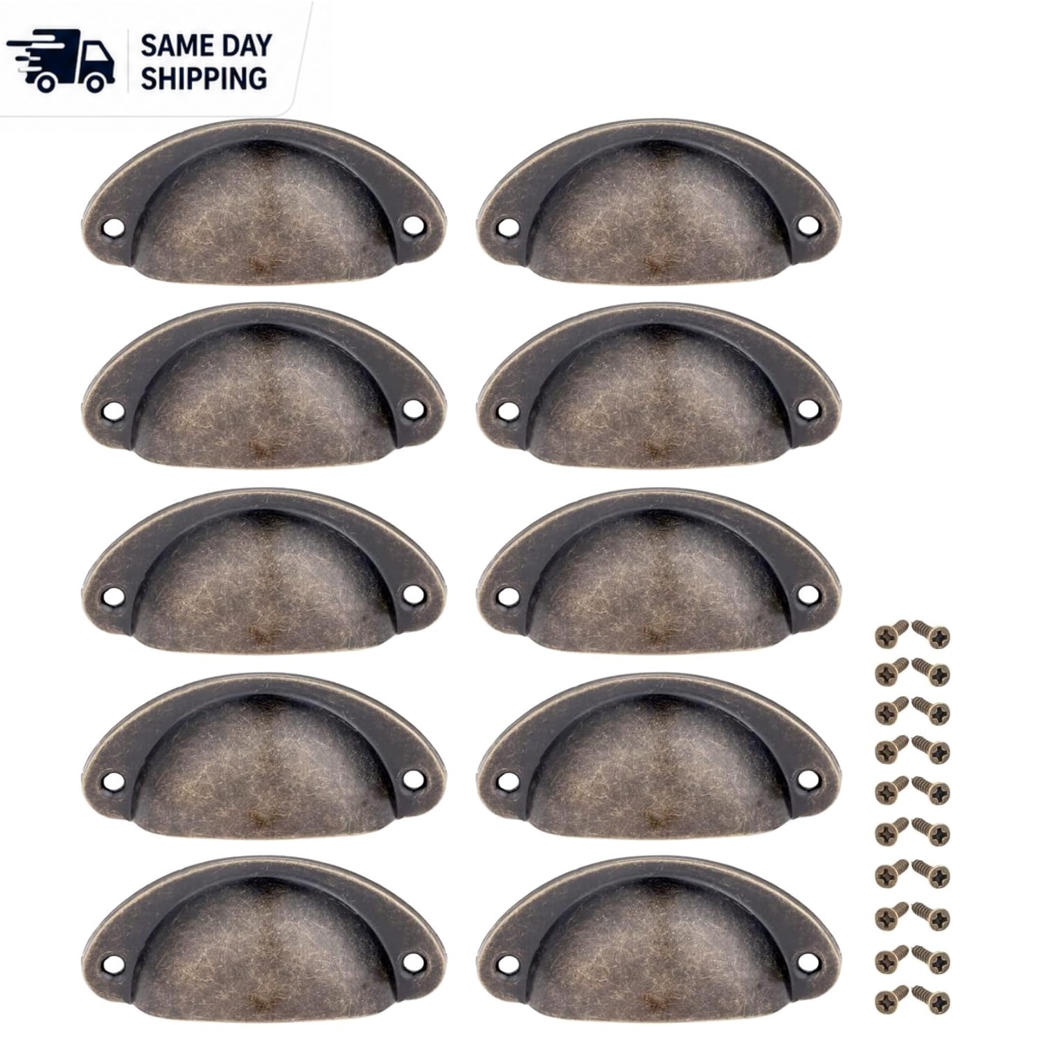 10PCS Elegant Antique Bronze Drawer Pulls – Shell Knobs for Cabinets & Dressers