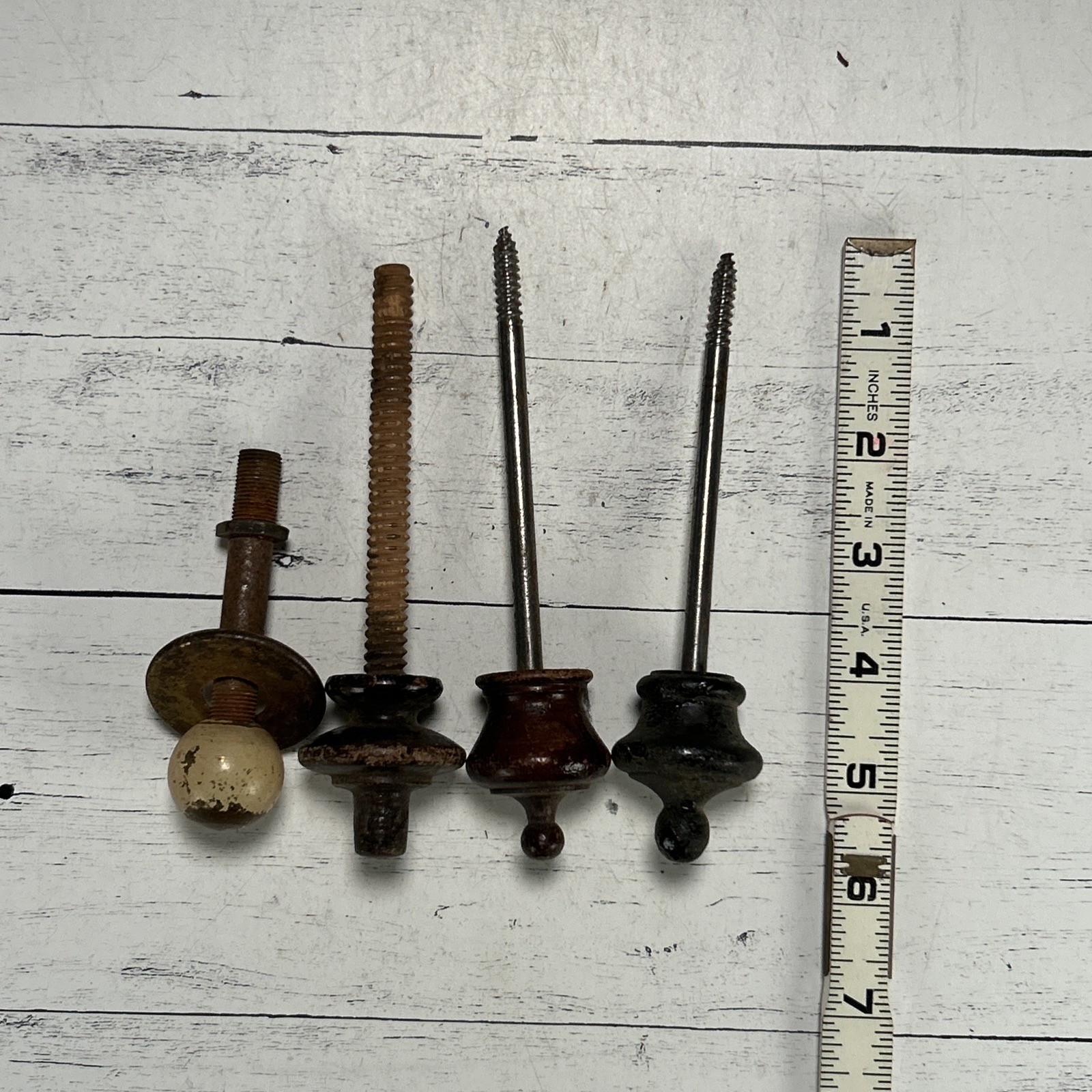 Vintage Drawer Pulls Lot 3 Wood 1 Solid Metal 1920s-1950s Architectural Salvage