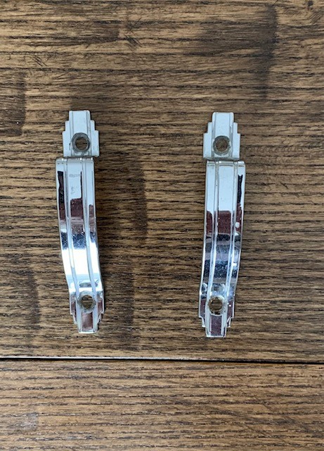 Set of 2 Chrome Art Deco “waterfall” cabinet door vintage pulls