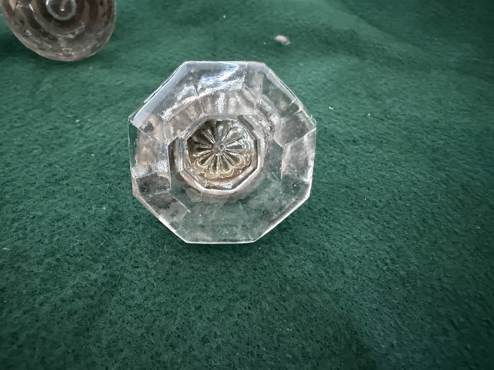 26 Assorted Antique Clear, Black, Purple Glass Drawer Pulls 2 Floral, 3 Faceted