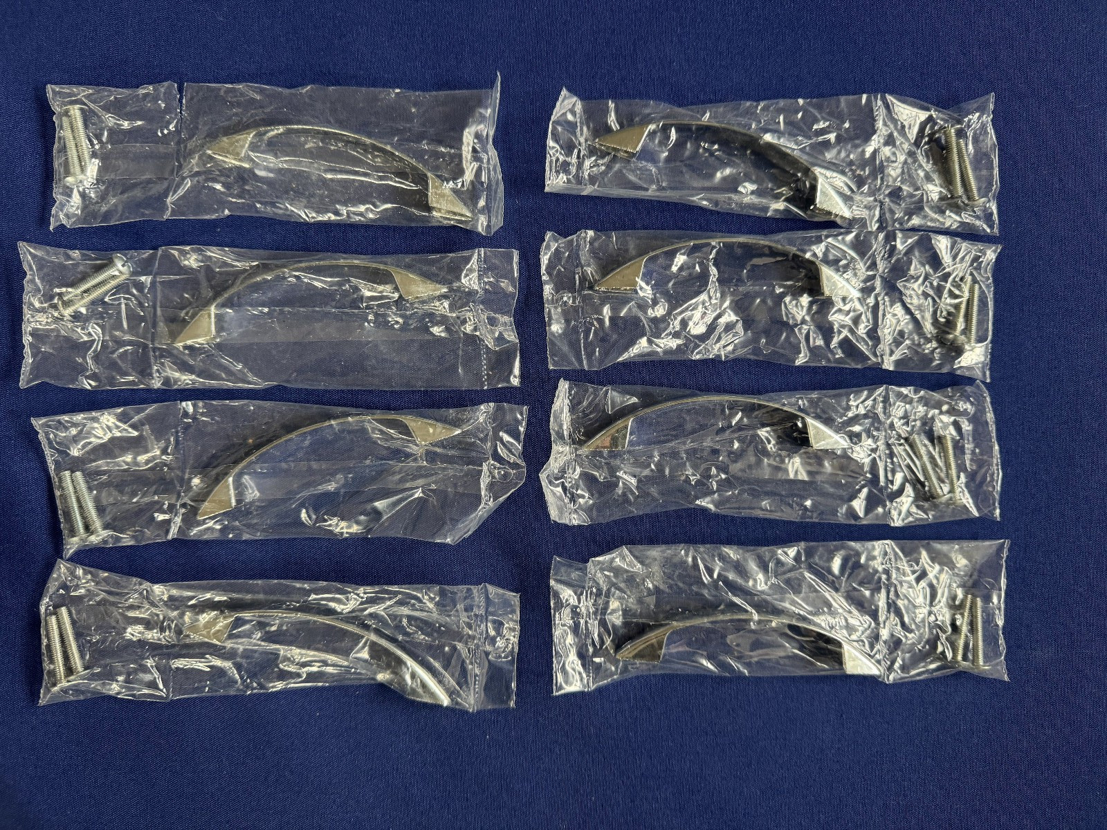 Vintage Ajax Cabinet Drawer Pull Handles 530-26 Set of 8 • MCM Chrome NOS Sealed