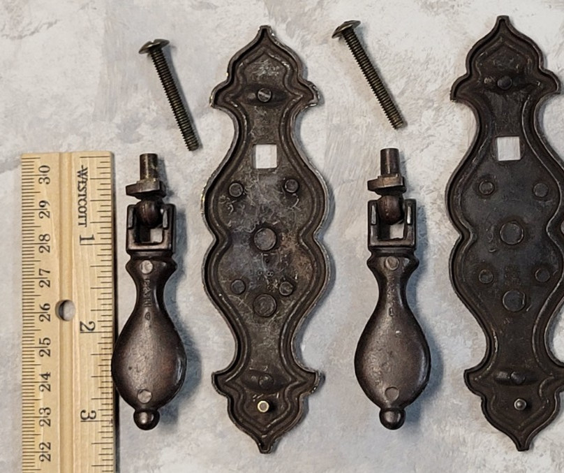 2 Vintage Hanging Teardrop Drop Drawer Pull BPC Belwith 356 Brass/Bronze Tone