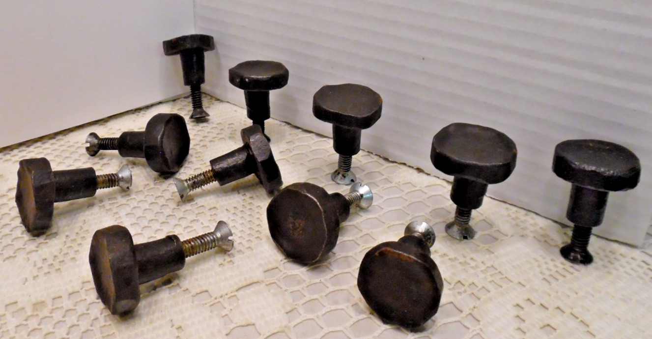 VTG (11) Wrought Iron Heavy Duty Drawer Pulls Black/Round 1″ X 1″ @ Screw