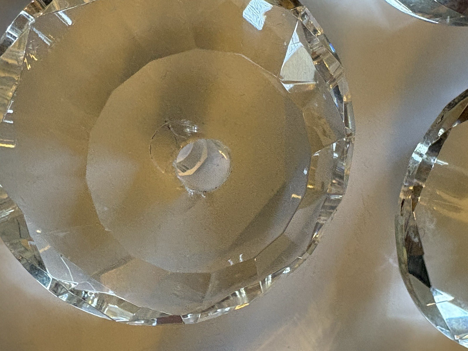 10 Crystal Glass Diamond Shaped Cabinet or Drawer Knobs 2 3/8 Inches Diameter