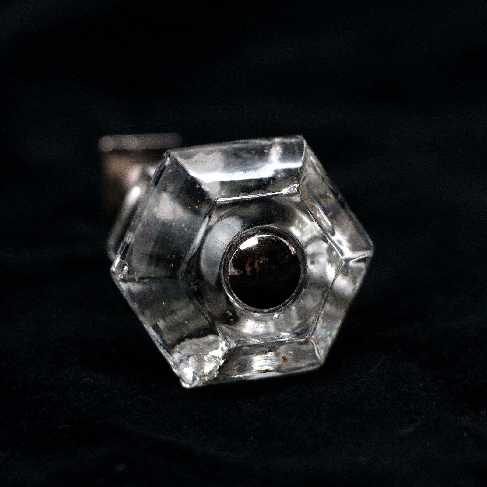 Vintage Hexagon Shaped Clear Glass 1.25 in. Cabinet Drawer Knob