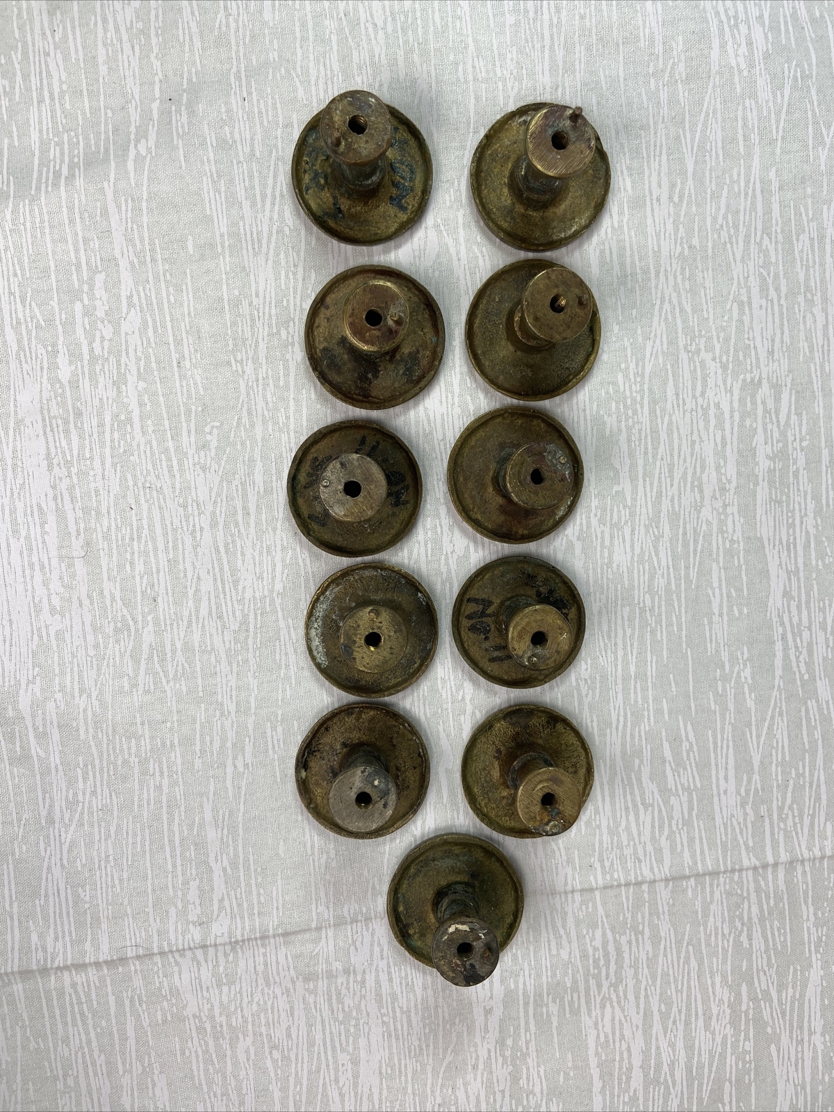 Vintage Set Of 11 Round brass Tibetan intricate design drawer pull knobs