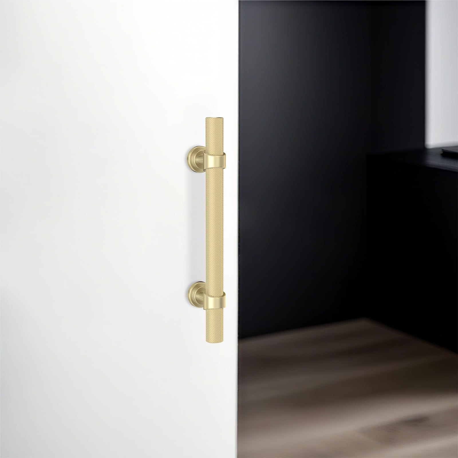 Komotia 10 Pack 3-3/4 Inch Cabinet Pulls Knurled Brushed Gold Kitchen Cabinet