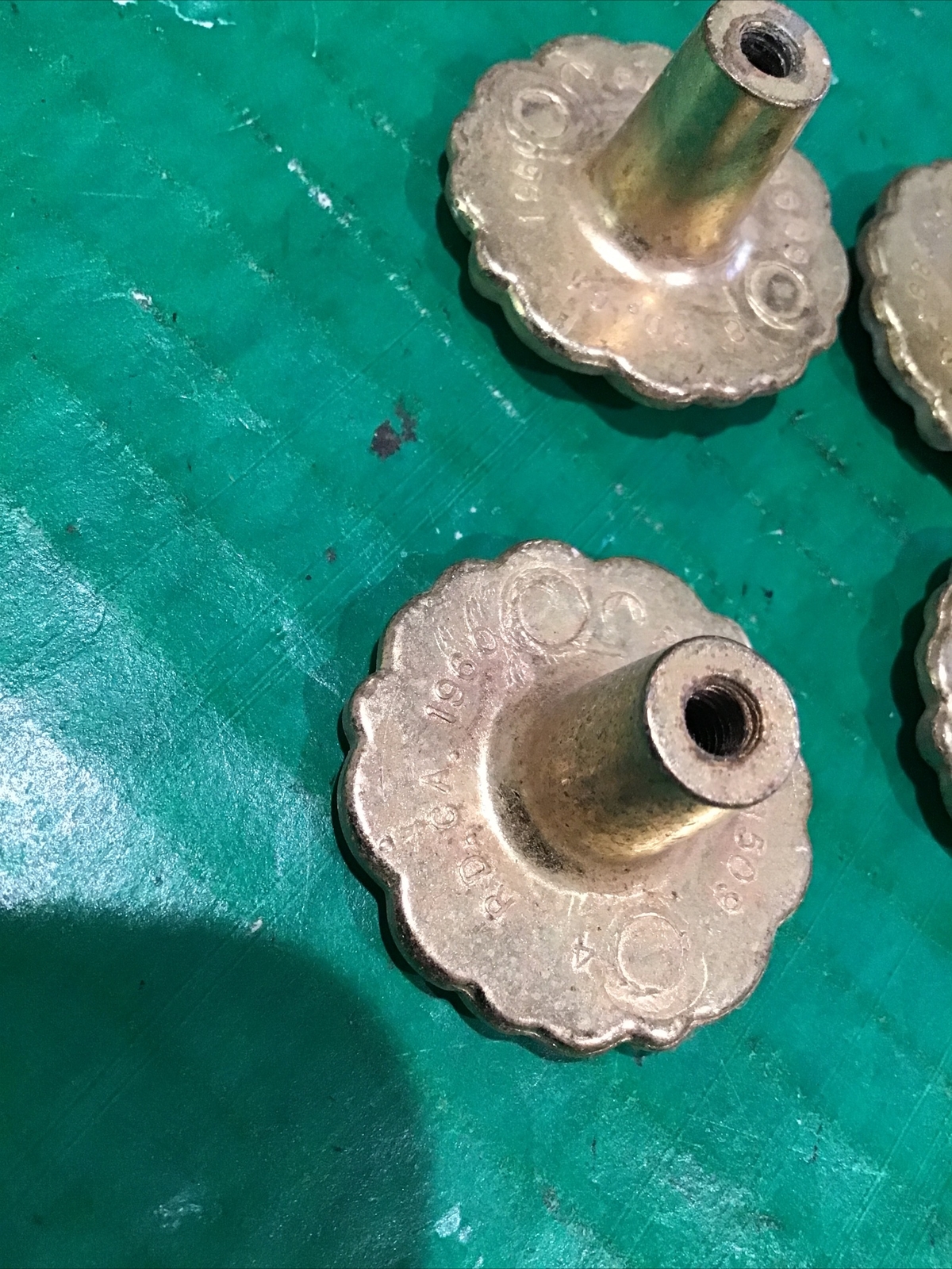 Lot of 4 Vintage 1960 Amerock Floral Cabinet Drawer Pulls/Knobs – White/ Brass