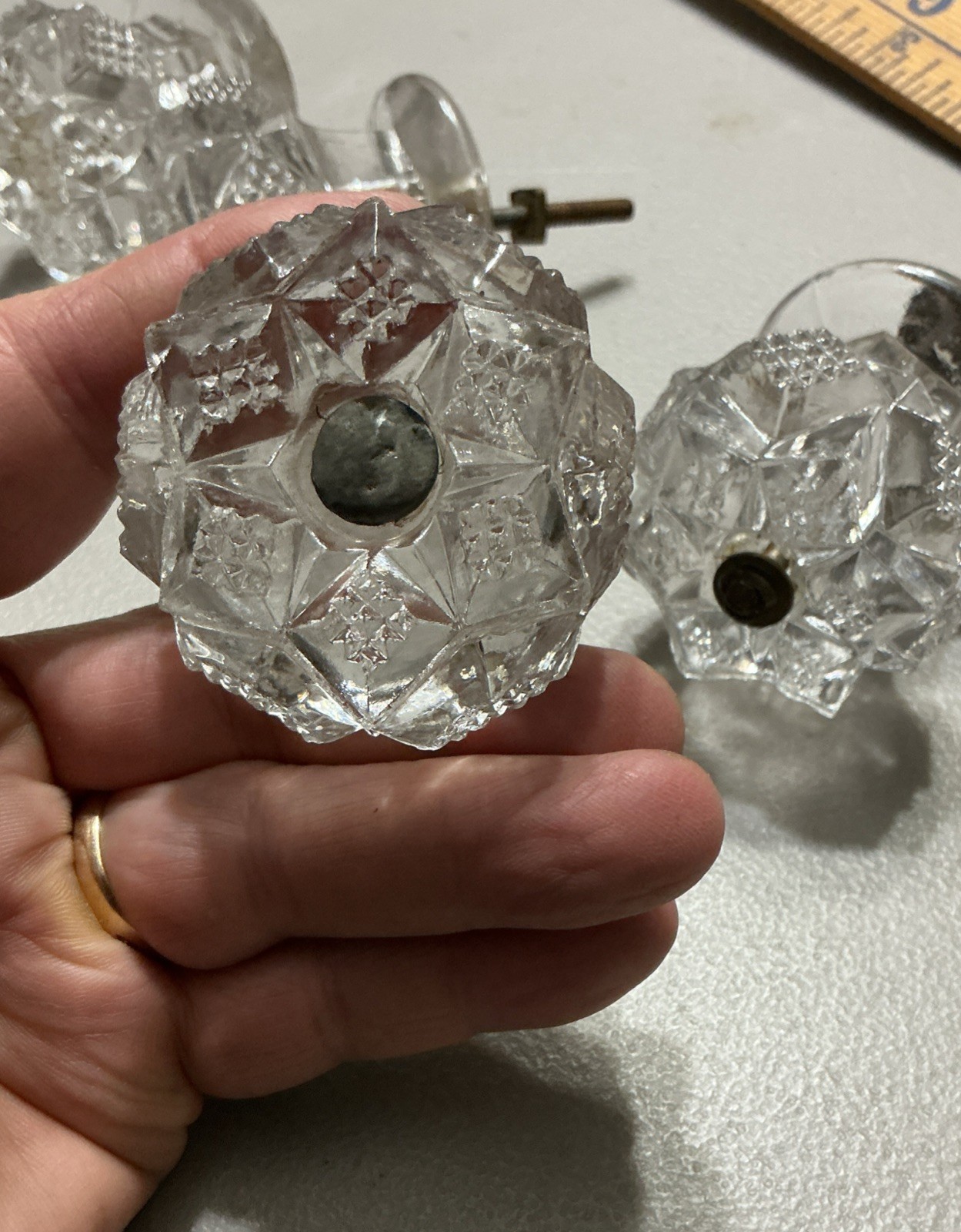 AMAZING RARE EMPIRE CUT GLASS PULL BEAUTIFUL OLD ANTIQUE PRICED EACH.