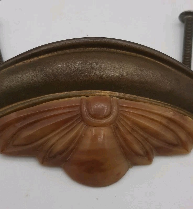 Vintage Art Deco Drawer Pull Handle 1930 1940s Bakelite and Brass 5 in Long