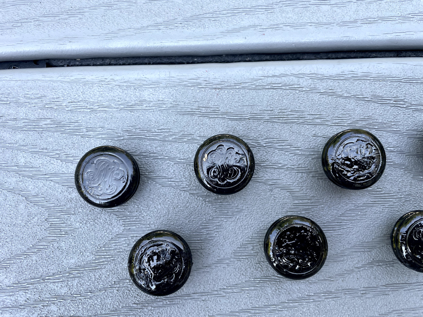 8 VTG ACORN 1″ ROUND BLACK FORGED IRON DOOR CABINET DRAWER PULL KNOBS HARDWARE