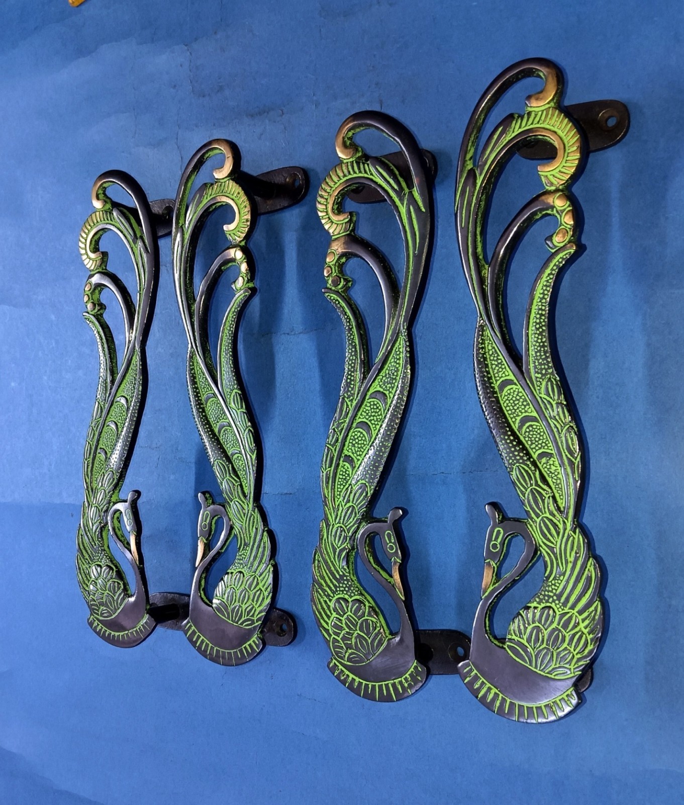 11″ Inches Peacock Door Handle Brass Office Door Puller 02 Sets (4 Pieces) GTX