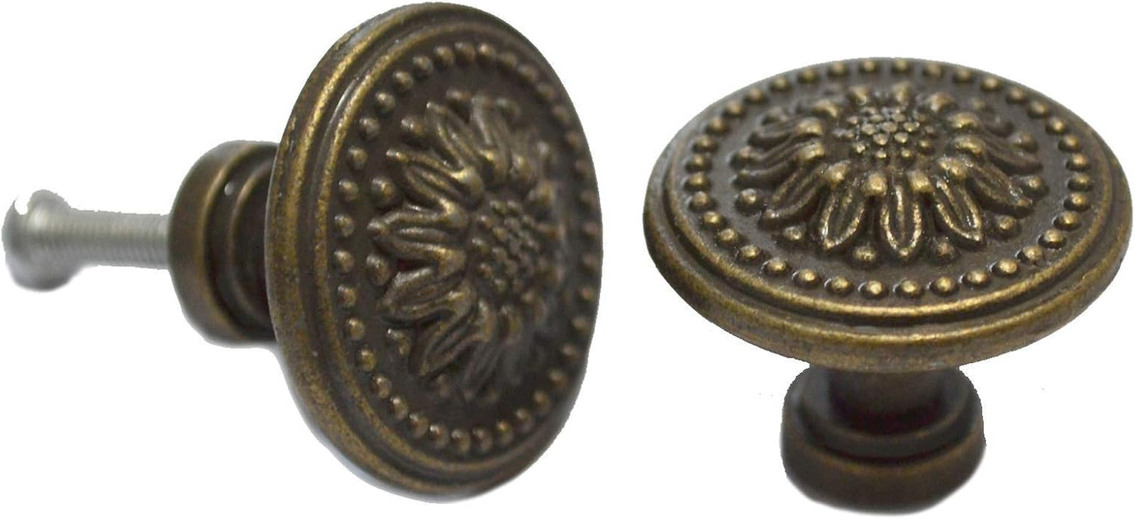 8 Pcs round Bronze Knobs Antique Drawer Handles Vintage Decorative Floral Pulls
