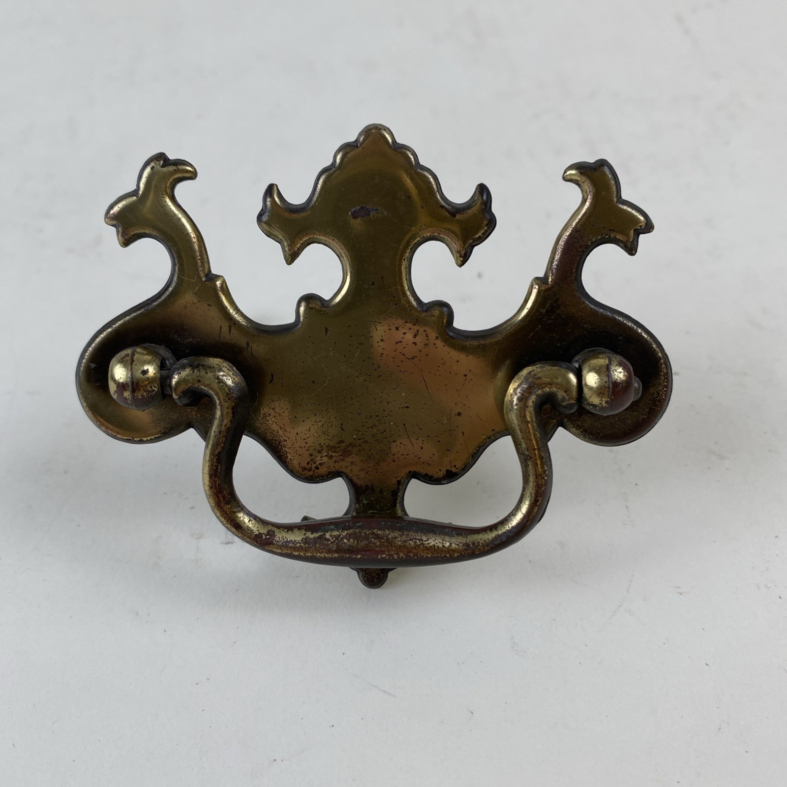 Vintage Bat Wing Drawer Drop Bail Pull Handle Brass Plate 2.5” Center to Center