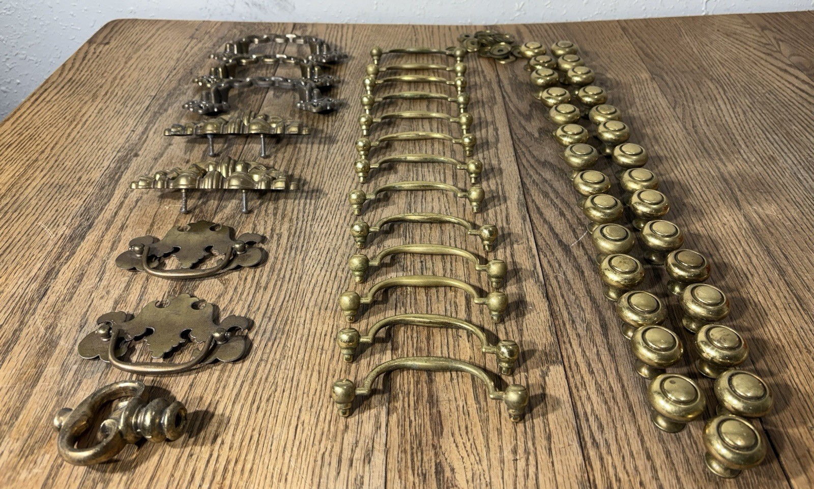 Vintage Antique Lot Brass Drawer Pulls Heavy Knobs Handles Furniture Hardware
