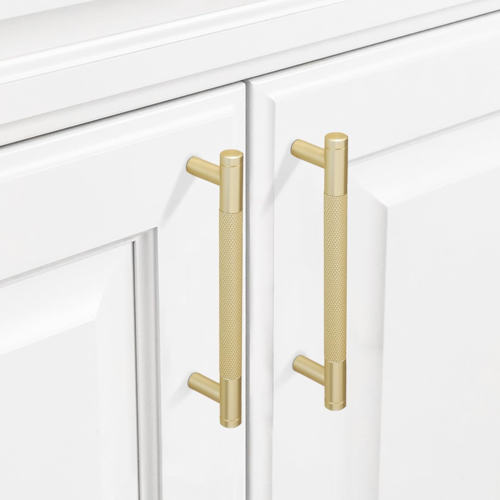 10 Pack 5Inch Kitchen Cabinet Handles Brushed Gold Knurled Cabinet Pulls Gold…