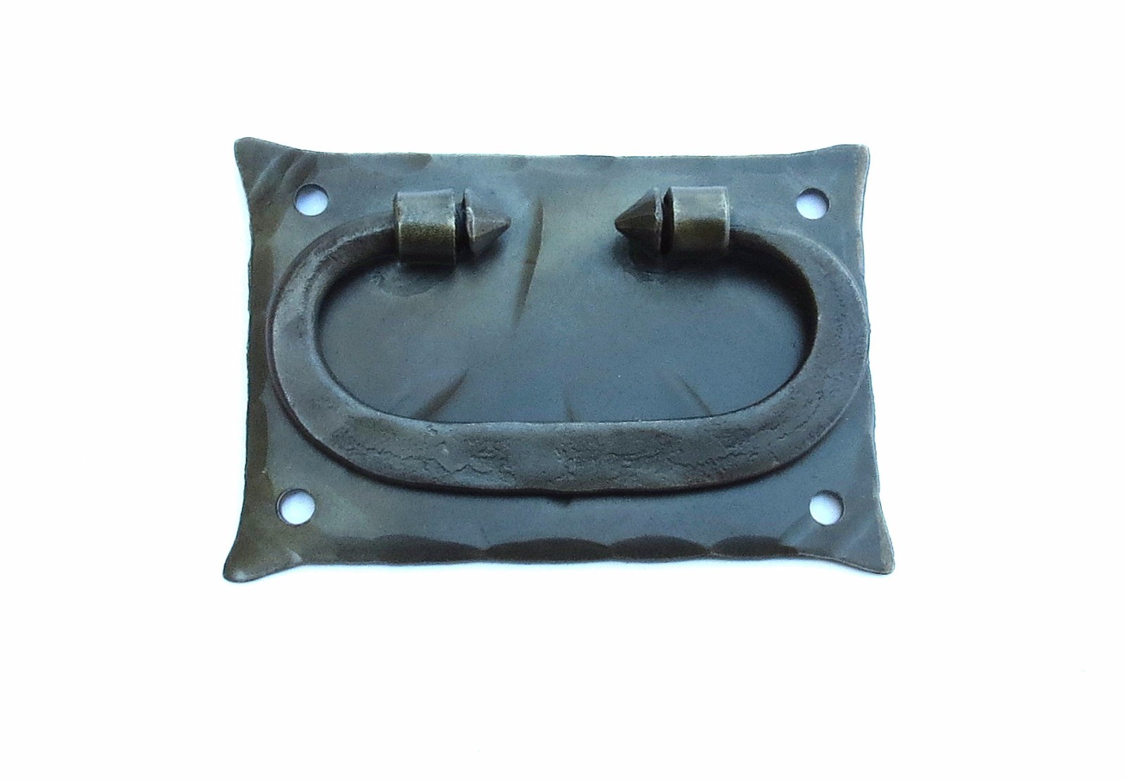 Back plate Cabinet Ring pull Handle Chest Drawer Trunk Door Black Wrought Iron