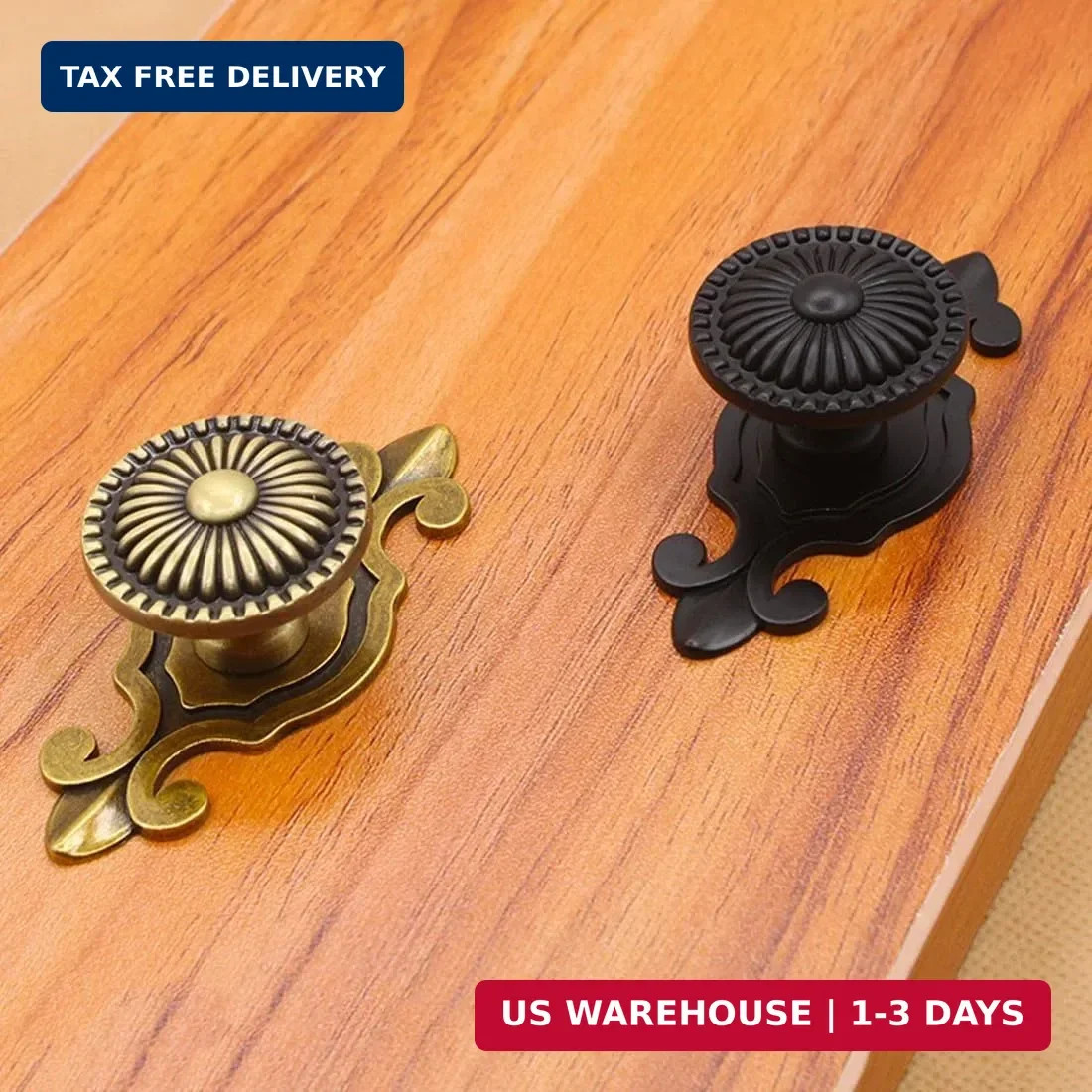 Antique Brass Cabinet Knobs, Vintage Drawer Pulls with Backplate, Antique Gold M