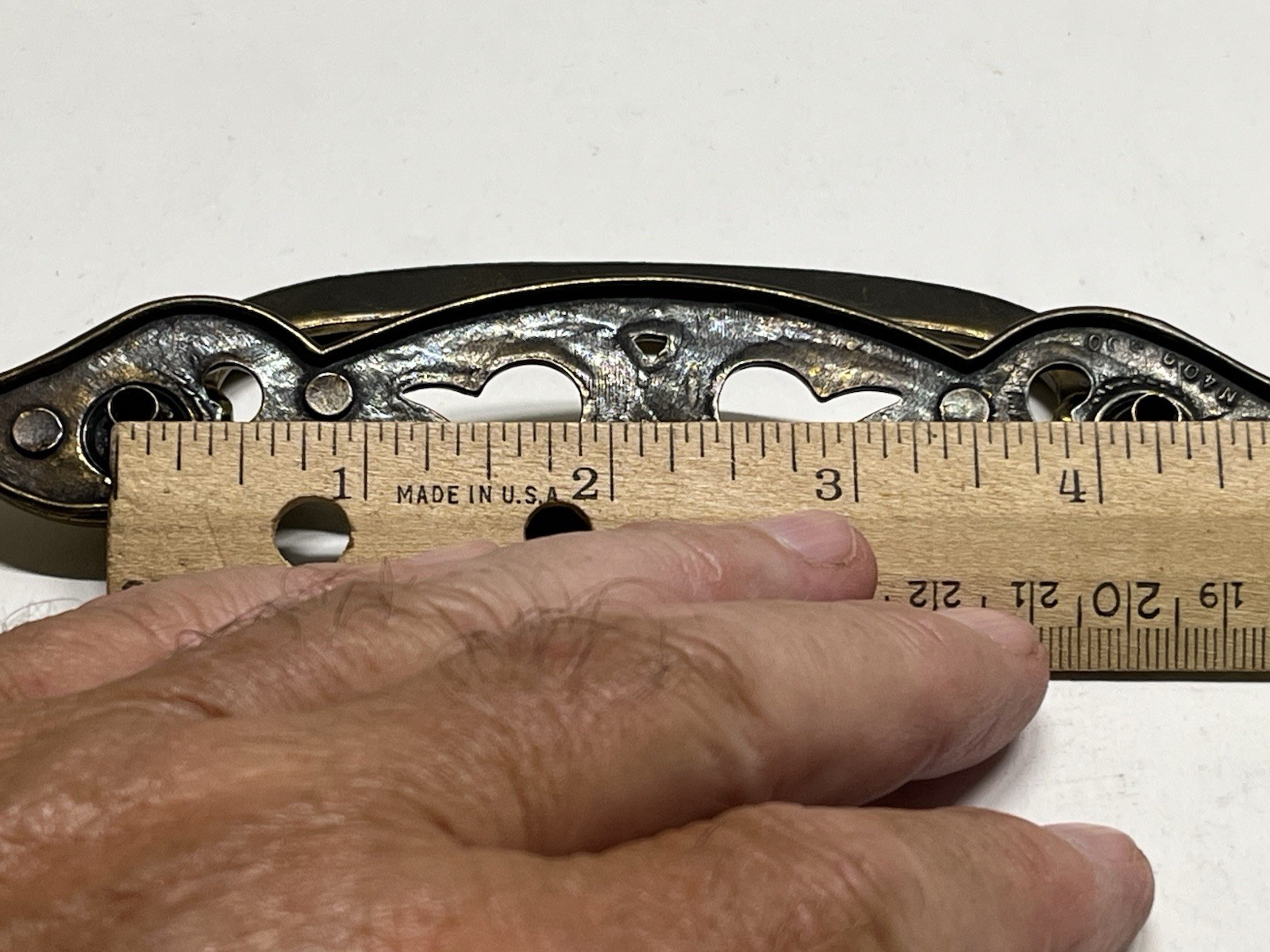 Vintage NOS KBC Heavy Antique Brass Ornate Scrollwork Drop Bail Pull