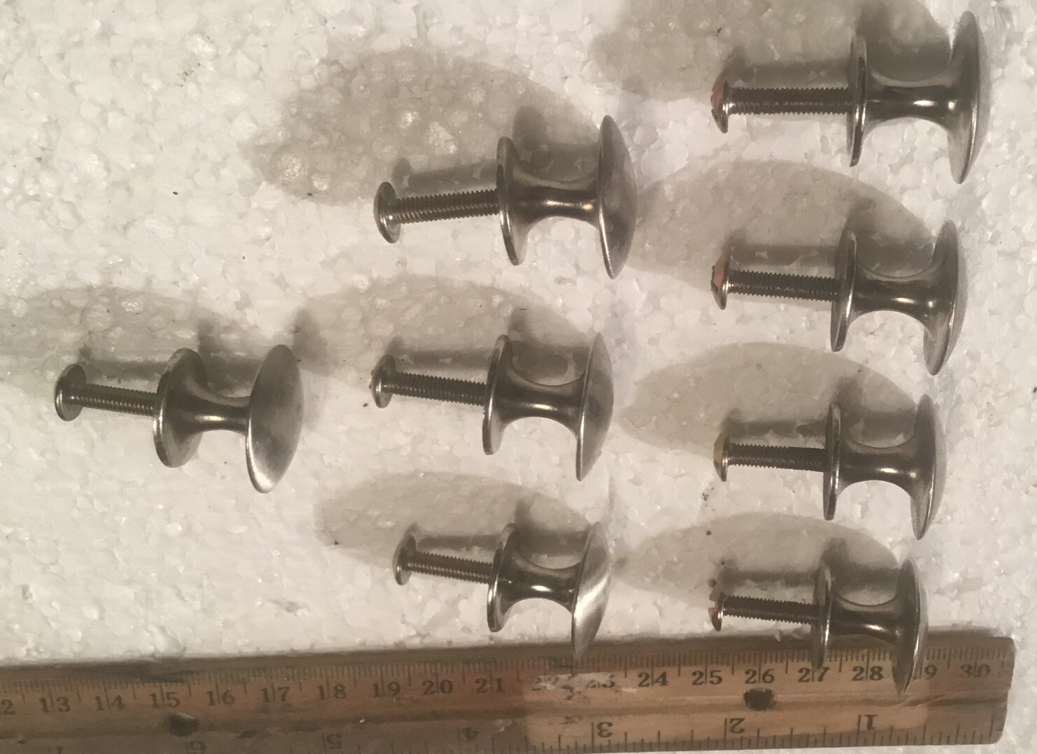 8 Brushed Nickel 3/4” Diameter Single Screw Mount Draw Pulls Handles Knobs