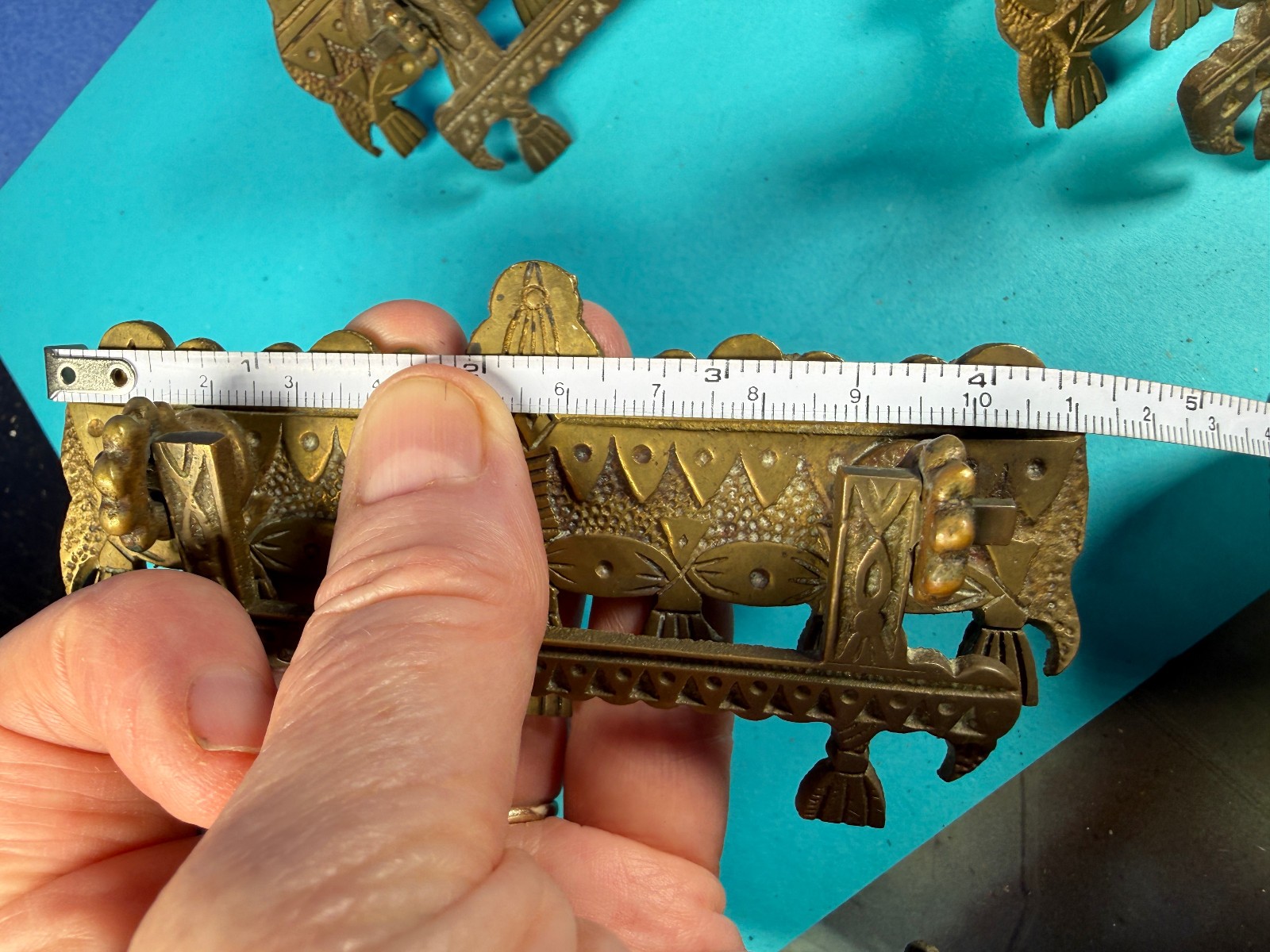 ANTIQUE VTG EASTLAKE VICTORIAN AESTHETIC ORNATE BRASS DRAW PULLS LOT X 3″ CENTER