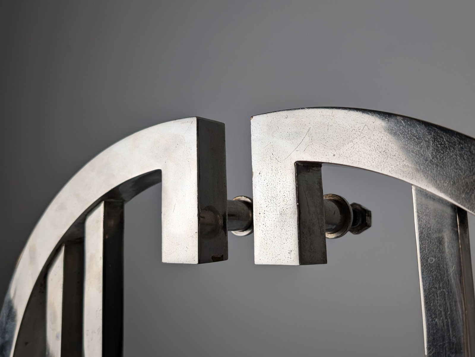 Pair of 1920s Chrome Metal Geometric Art Deco Handles