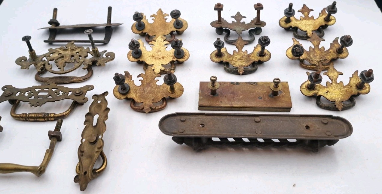 Antique/Vintage Handles Hardware Lot Furniture Drawer Pulls Handles Metal Brass