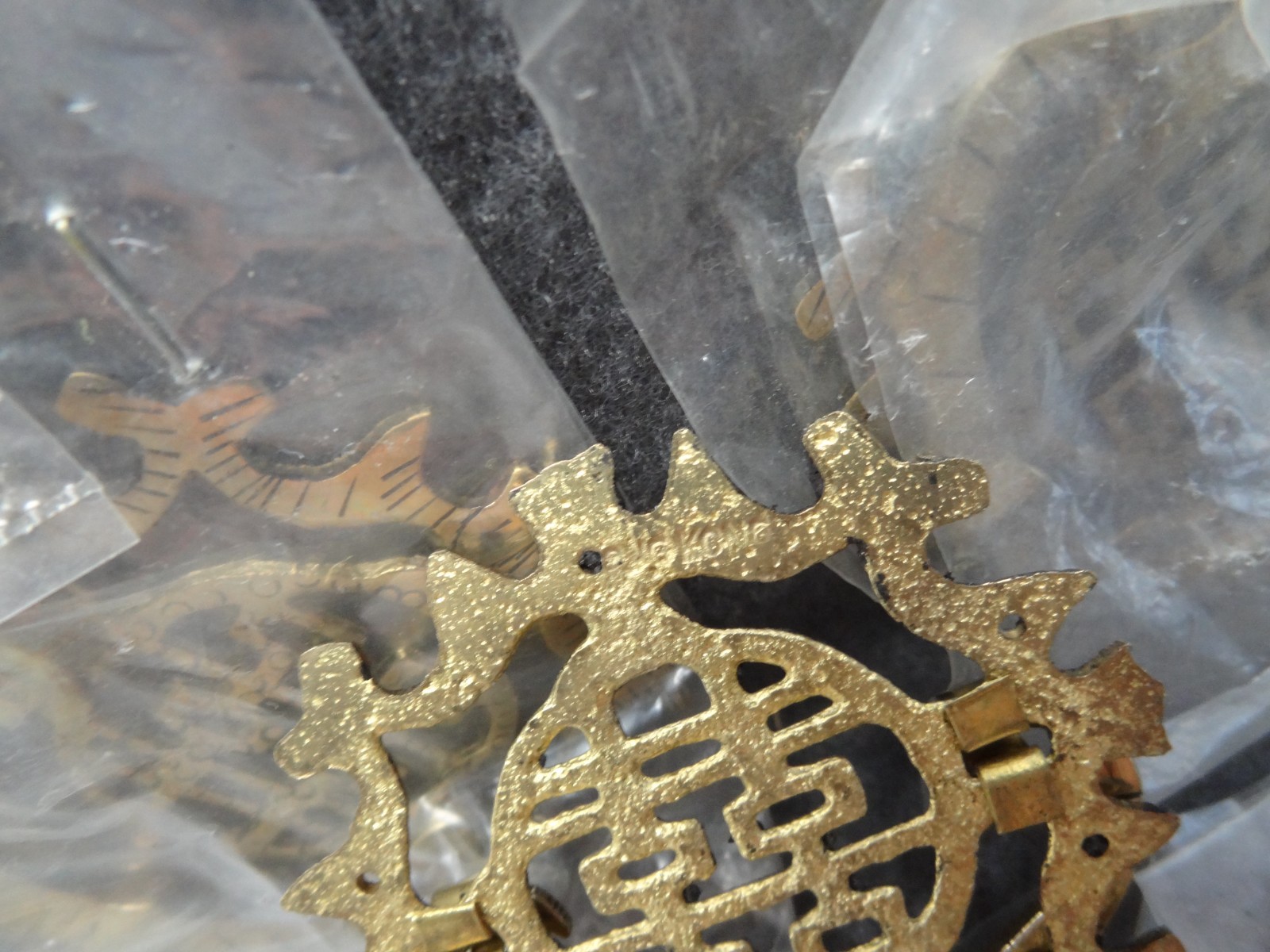 12 Brass 2″ Asian Drawer Pull Hardware VTG Hong Kong Oriental Knocker Door Decor