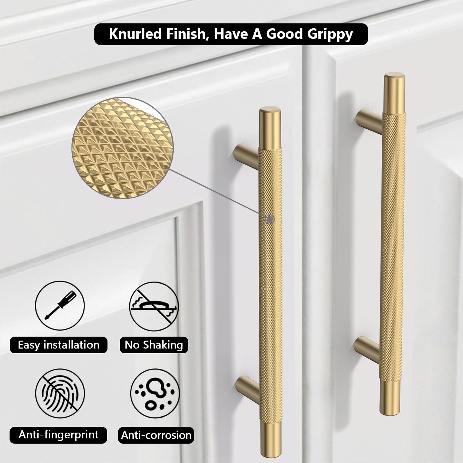 Coinkoly 10 Pack 7-1/2192Mm Champagne Bronze Cabinet Pulls Knurled Kitchen