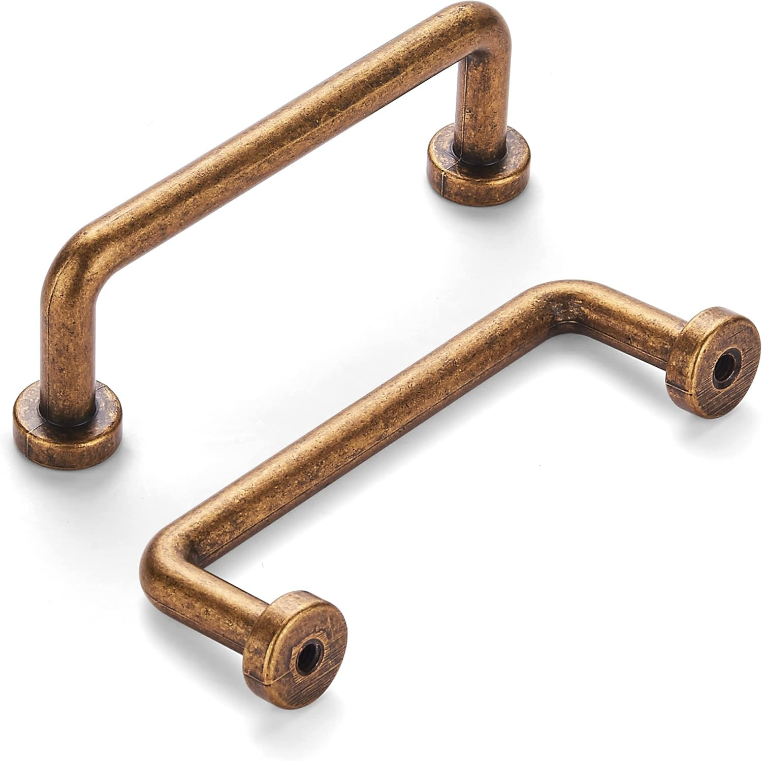 8 Pack Antique Brass Cabinet Pull Handles 3″ Hole Center Vintage Drawer Hardware