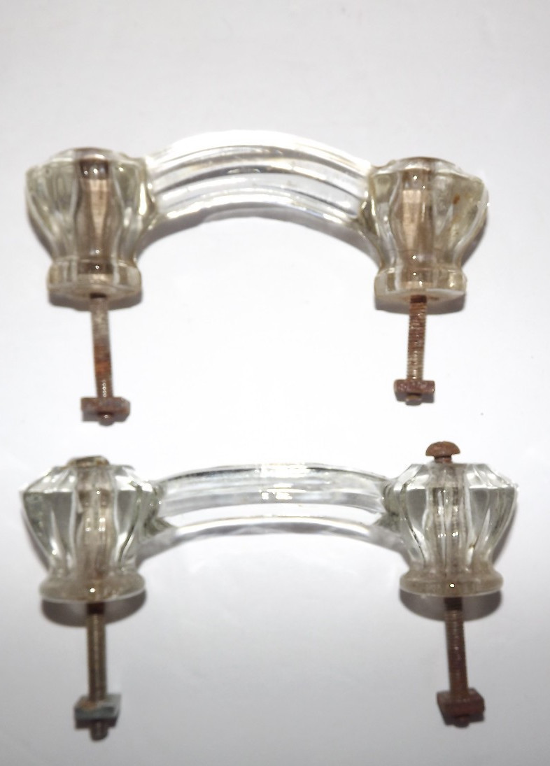 Vintage Lot Set Of 4 Glass Drawer Pulls