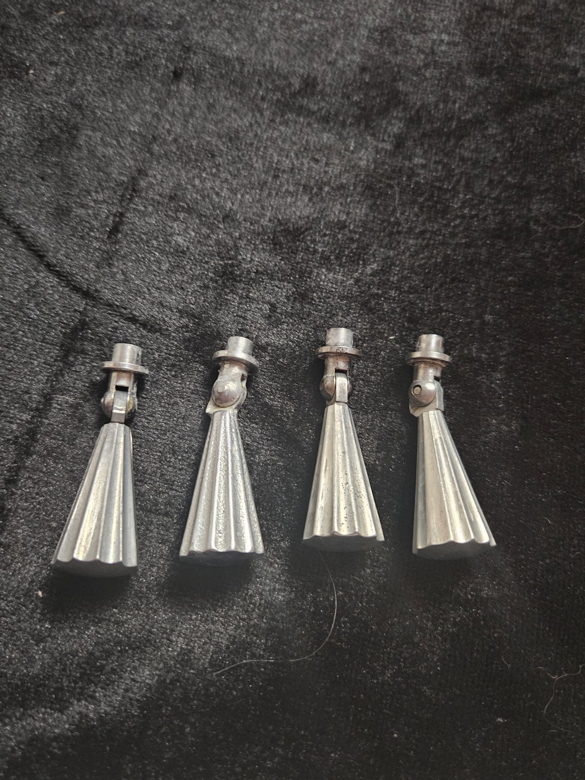 4 Vintage Art Deco / Mid Century Fluted Cone Drop Pendant Drawer Pulls