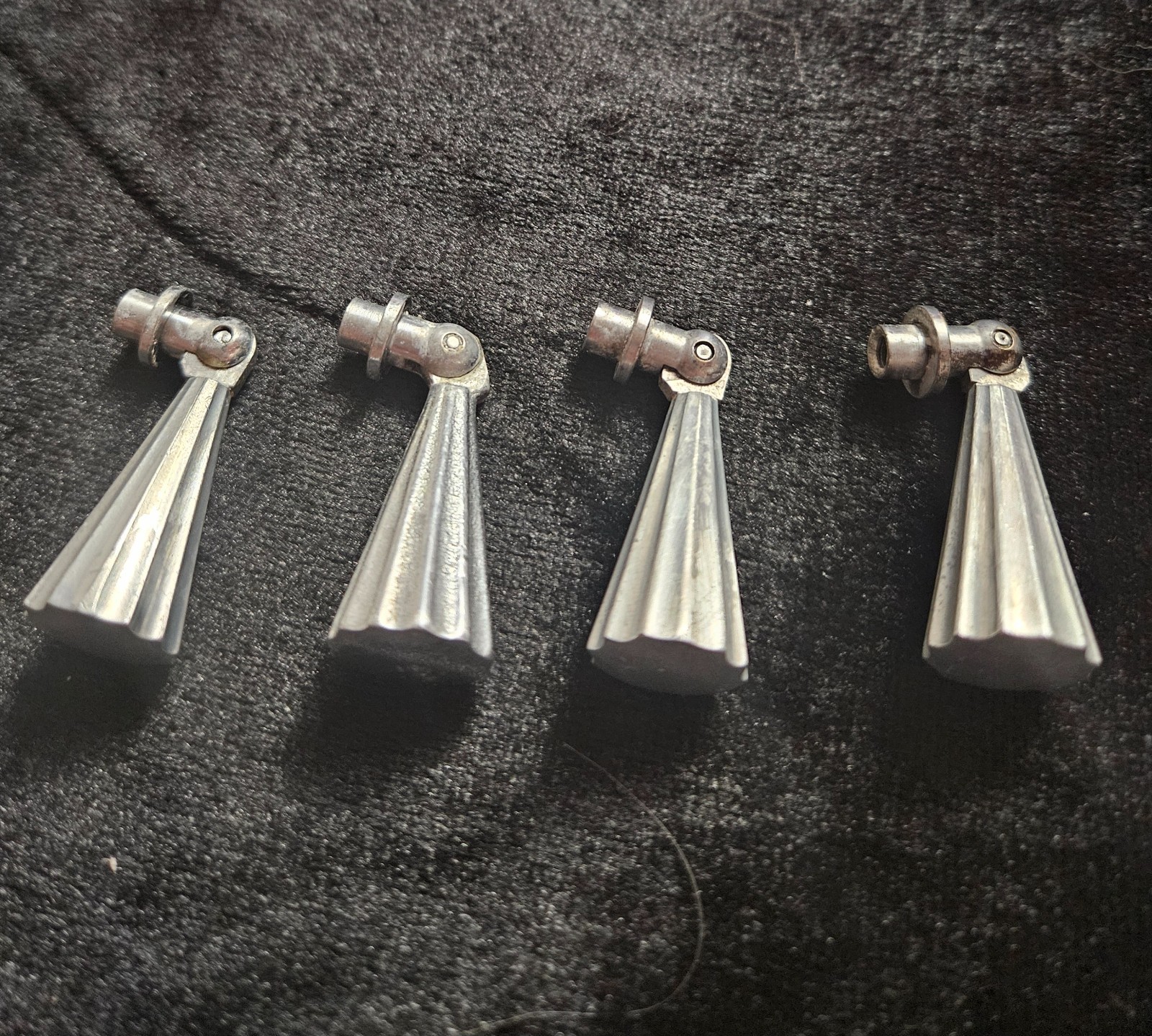 4 Vintage Art Deco / Mid Century Fluted Cone Drop Pendant Drawer Pulls