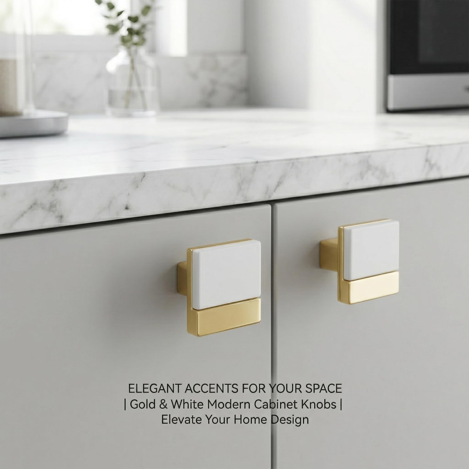 10 Pack White Gold Cabinet Pulls & Handles, 3.7 Inch Hole Center | Bright mod…