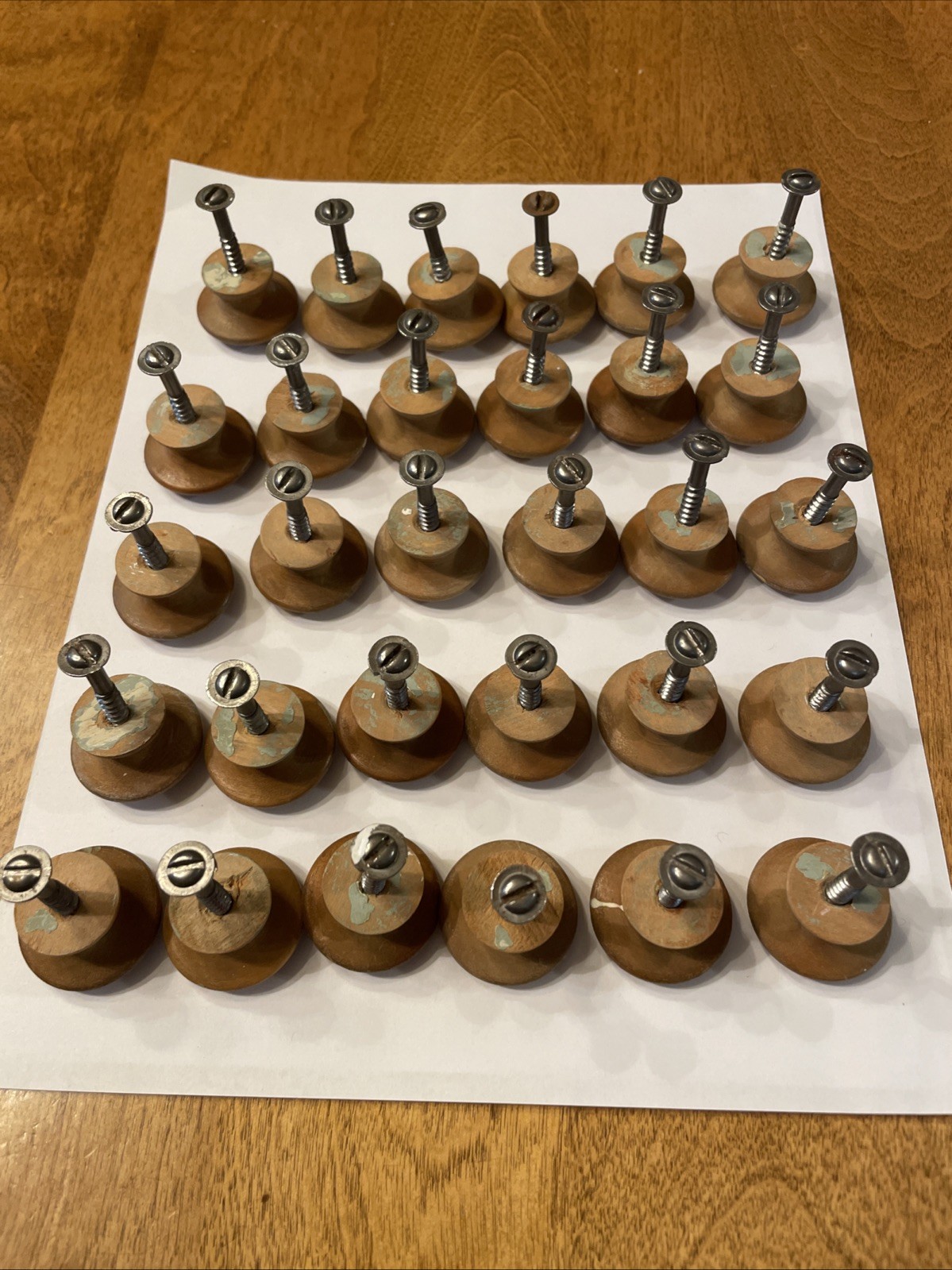 Lot Of 30 Vintage Mushroom Wooden 1.25” Knob Pulls for Drawer Dresser Hardware