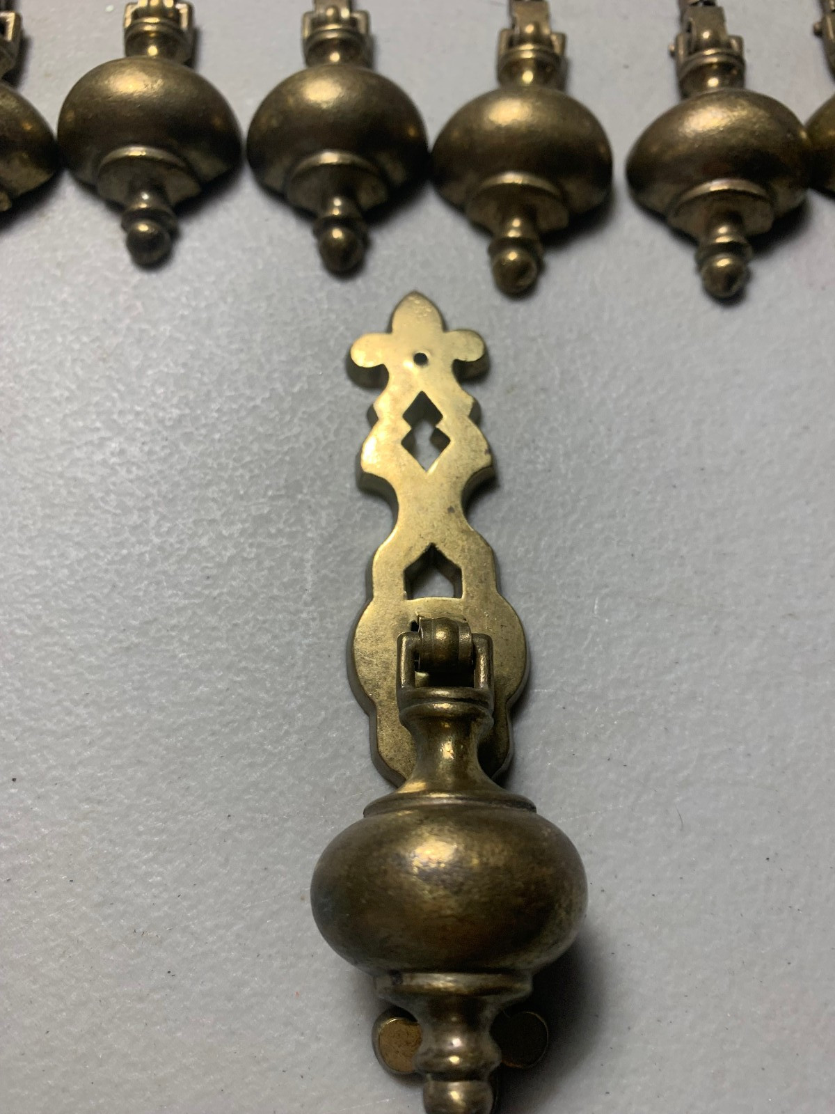 Vintage Keeler Brass Co KBC N6635 Drawer Pulls Set 12 Teardrop Bail Hardware