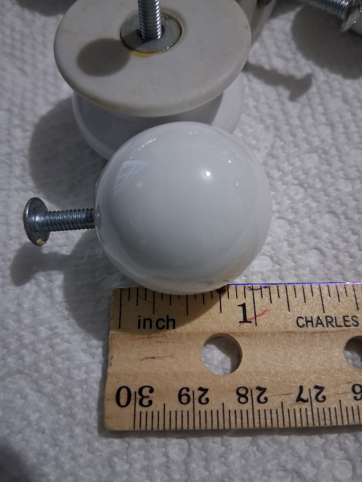 White round Vintage Drawer/Cabinet Knobs with Screws