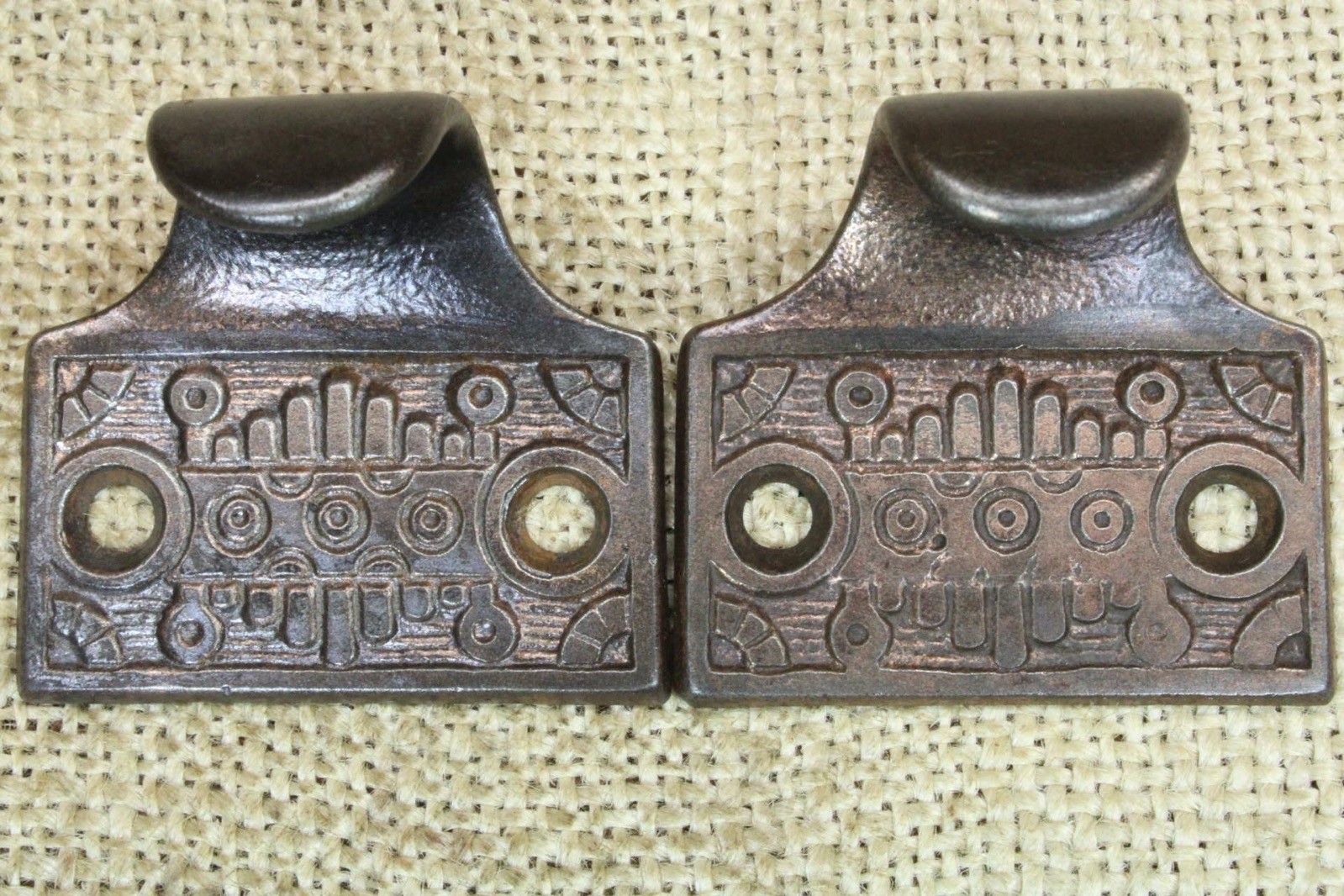 2 Old Window Sash Lifts Pulls Cast Iron light Copper Bronze Victorian Windsor
