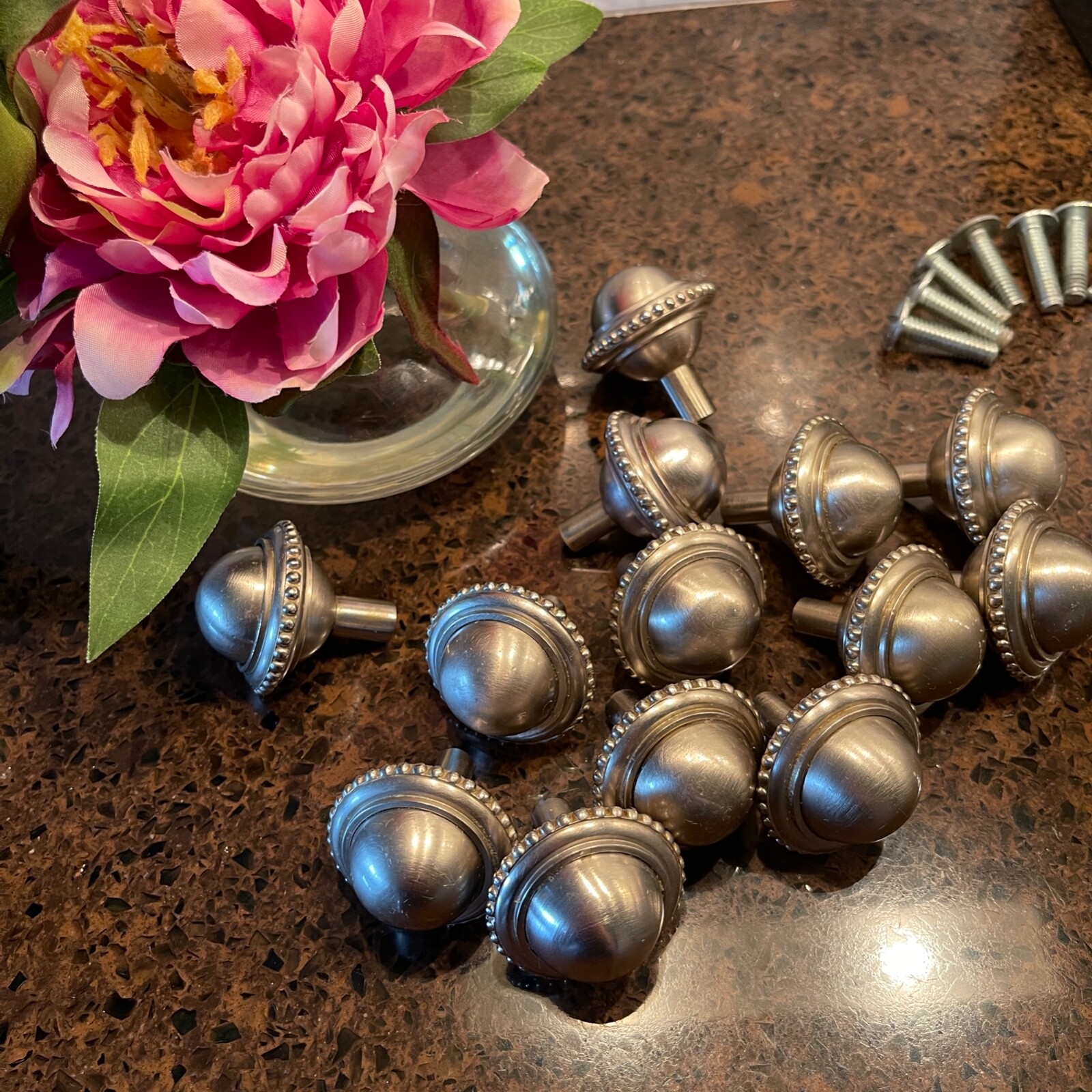 Sherle Wagner International Beaded Cabinet Knobs Brushed Nickel – Set of 13