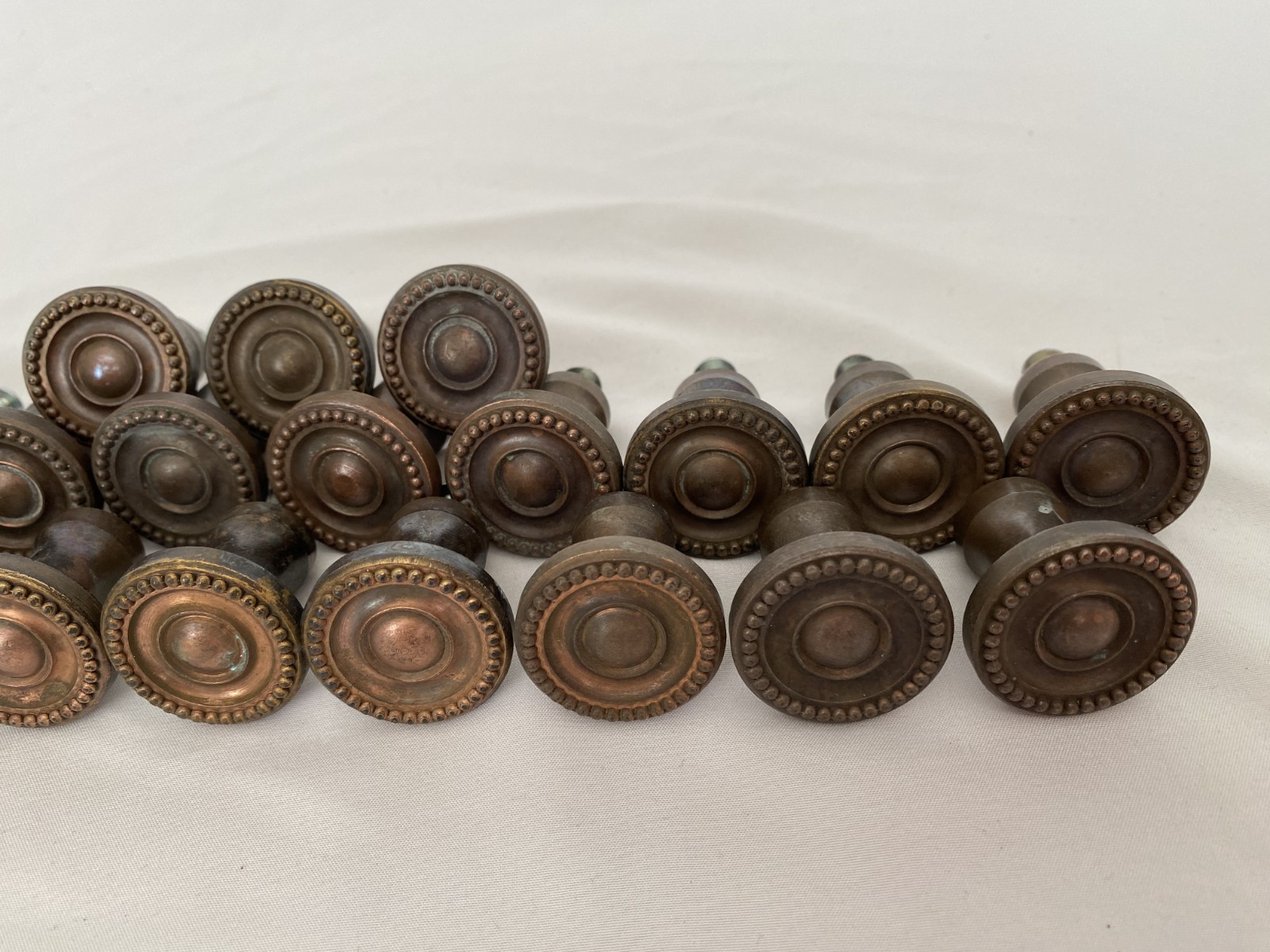 23 Vintage Solid Brass Cabinet Knobs Beaded Design Copper Finish Drawer Pulls