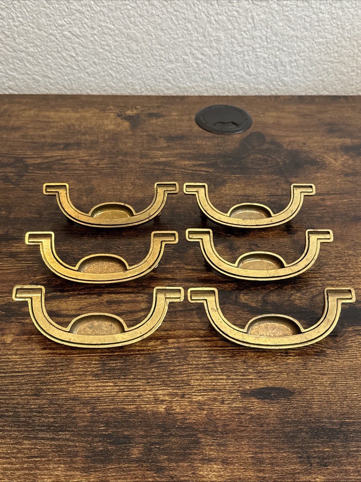 DREXEL ACCOLADE Brass Drawer Bail Pulls 6 Handles Campaign KBC N7231 – 3.5” CC