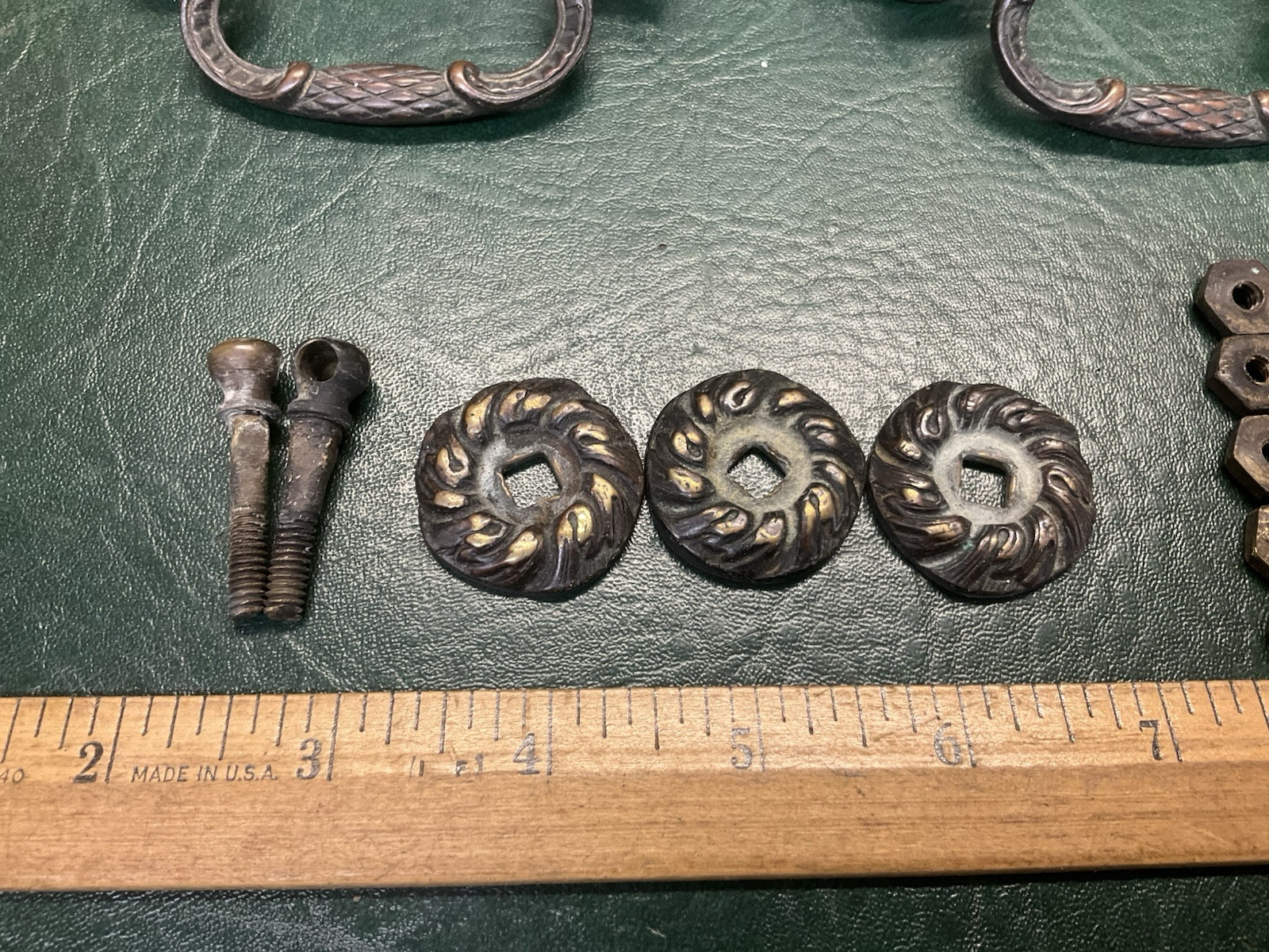 Set of 10 Antique Period Ornate Brass Drop Drawer Pulls Handles