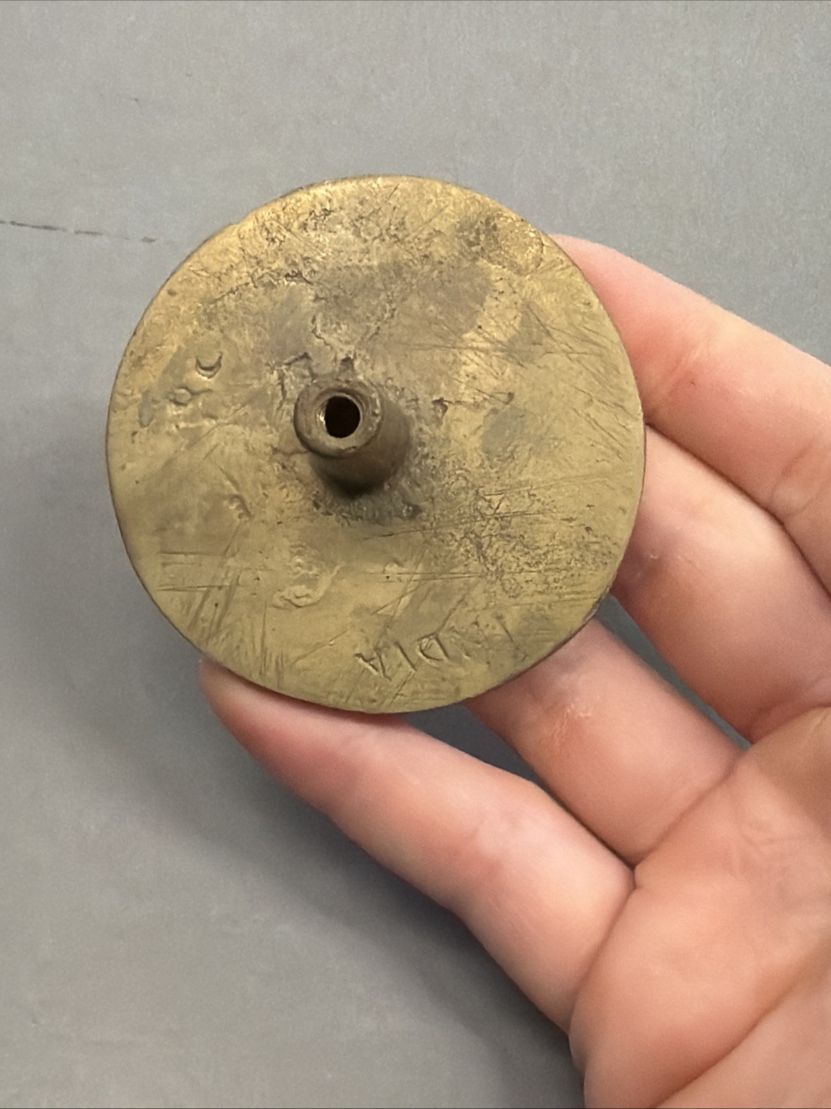 Vintage Brass Drawer pull round floral embellished Decorative India B9