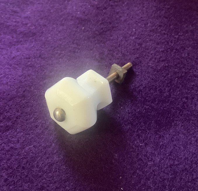 1.25” Antique Hardware Drawer Pull Cabinet Knob hexagon Porcelain milk glass