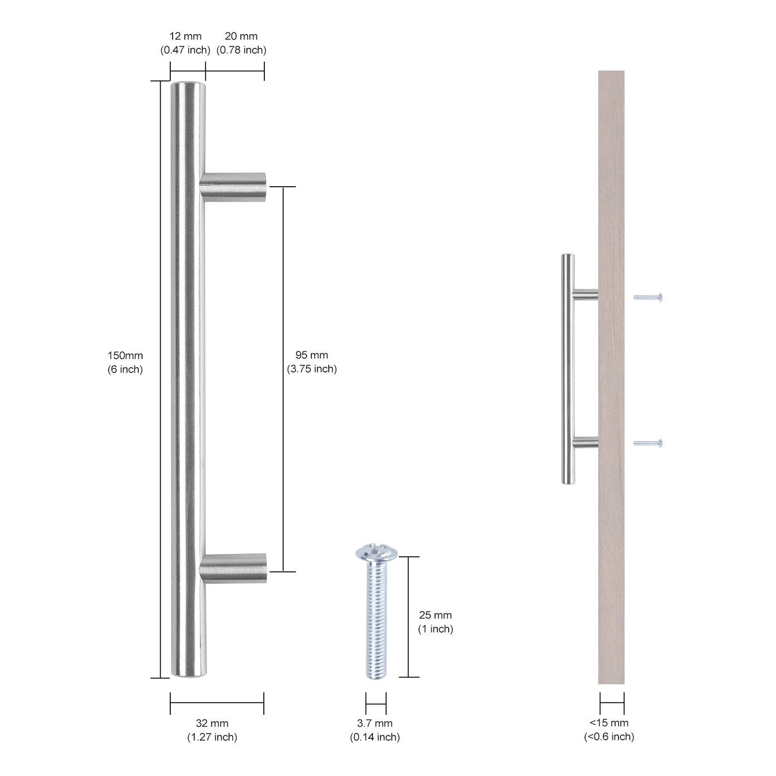 8 Pack 6″ Cabinet pulls Brushed Nickel T bar Cupboard Handle Stainless Steel …