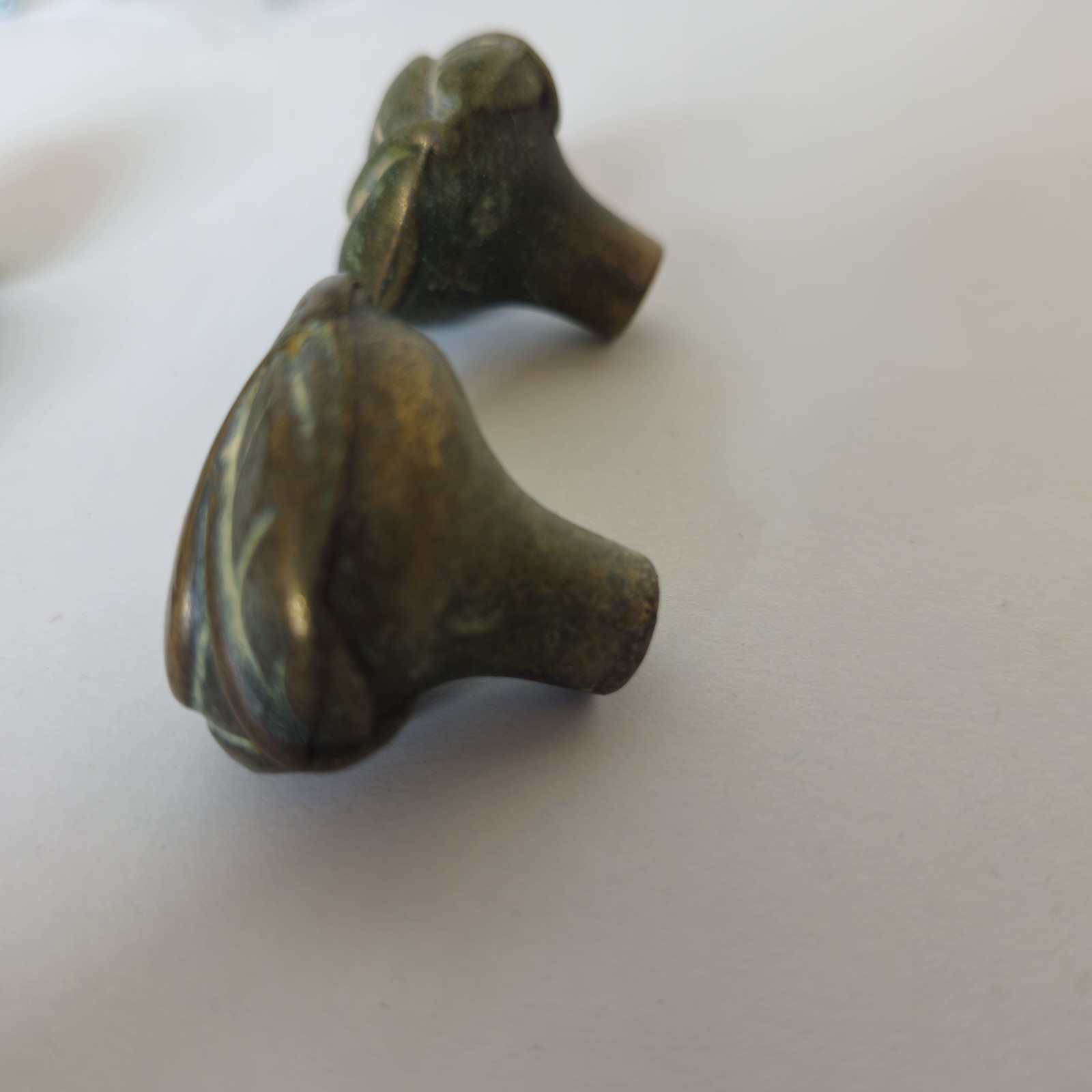 Vintage Keeler Brass Co. KBC Solid Brass Leaf Drawer Cabinet Knob Pull Set Of 4